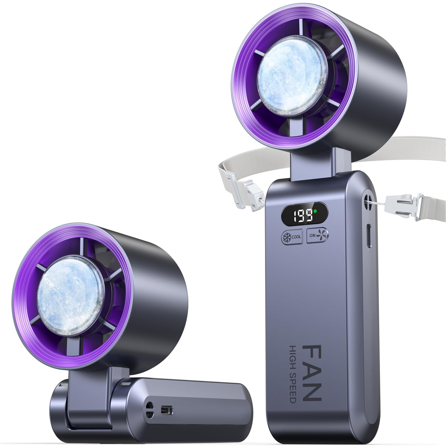 Portable Handheld Fan, Rechargeable Personal Fan with Smart Display, Mini Small Pocket Fan for Travel/Outdoor/Office