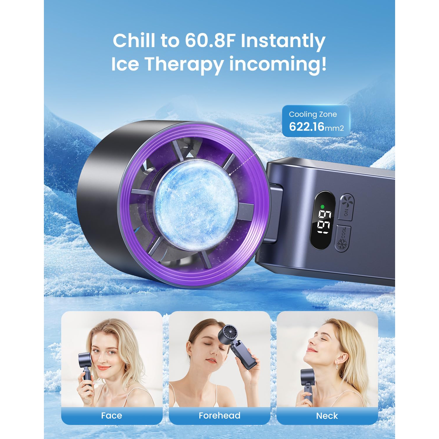 Portable Handheld Fan, Rechargeable Personal Fan with Smart Display, Mini Small Pocket Fan for Travel/Outdoor/Office