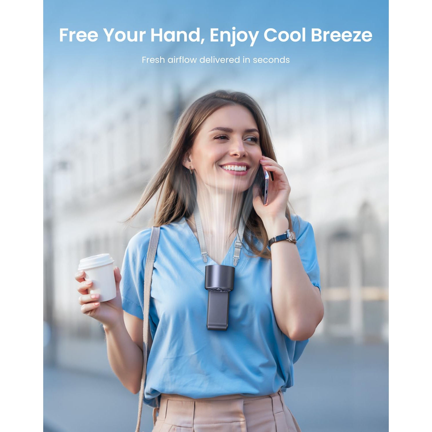 Portable Handheld Fan, Rechargeable Personal Fan with Smart Display, Mini Small Pocket Fan for Travel/Outdoor/Office