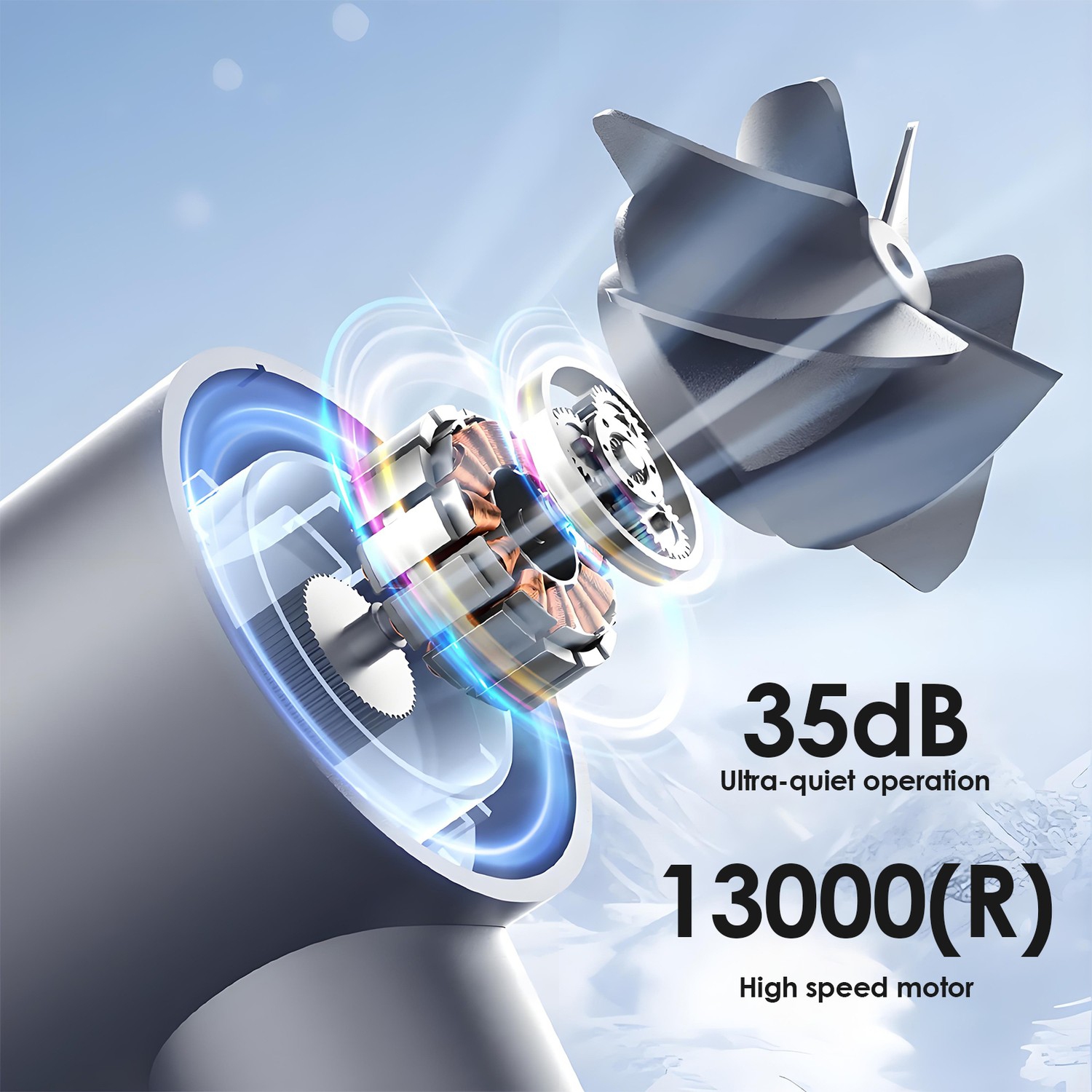 Mini ventilateur portatif portatif, chargement USB Écran numérique intelligent Ventilateur haute vitesse adapté à la chambre, au bureau et aux voyages