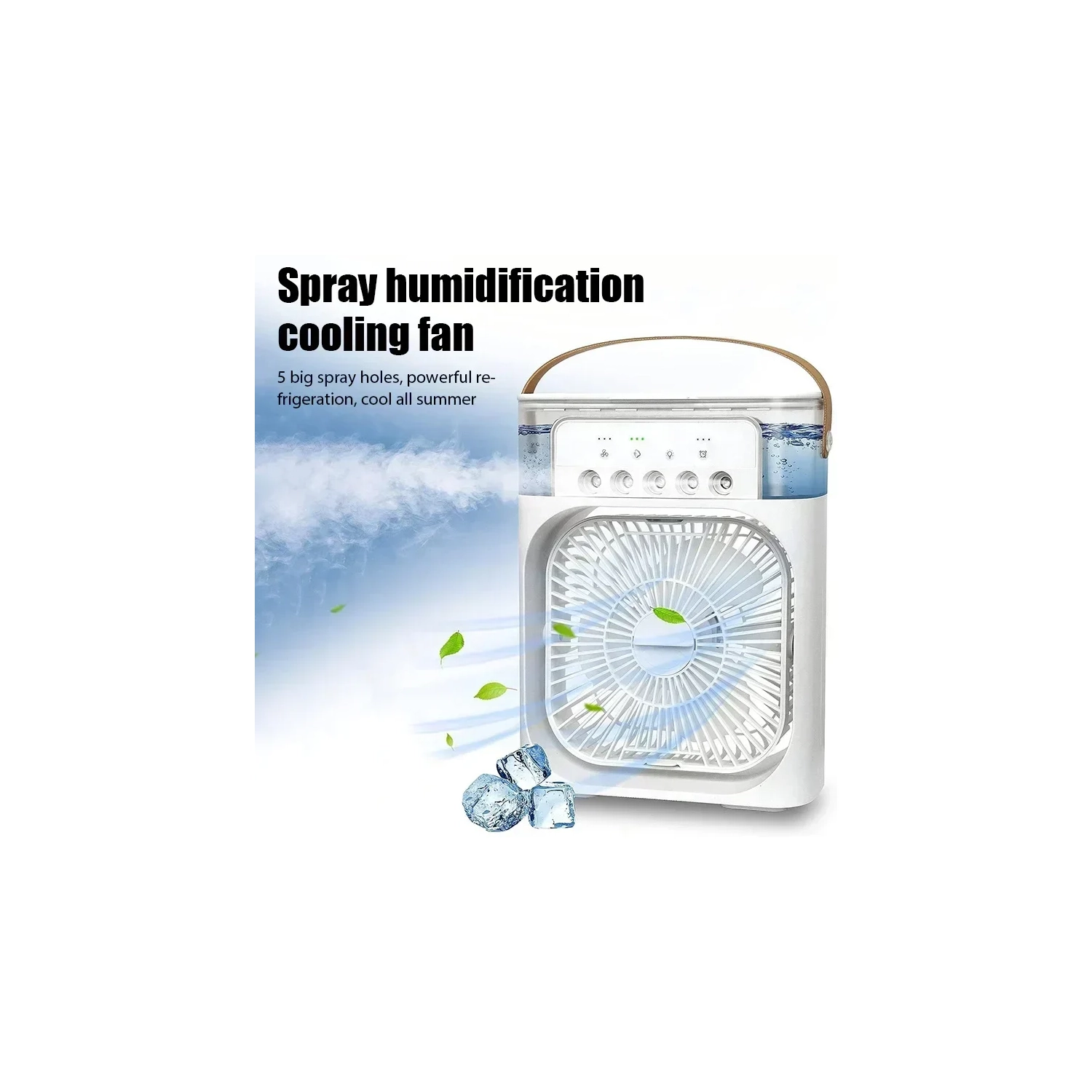 Five-Hole Multifunctional Spray Fan, USB Charging Portable Desktop Fan with LED Night Light Suitable for Office, Bedroom, Living Room