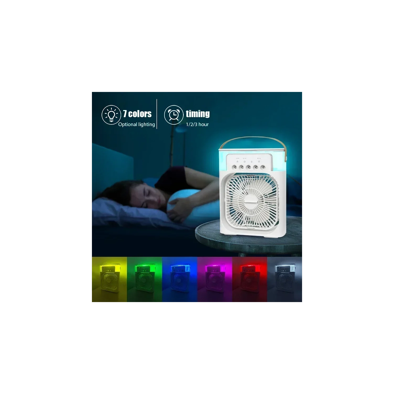 Five-Hole Multifunctional Spray Fan, USB Charging Portable Desktop Fan with LED Night Light Suitable for Office, Bedroom, Living Room