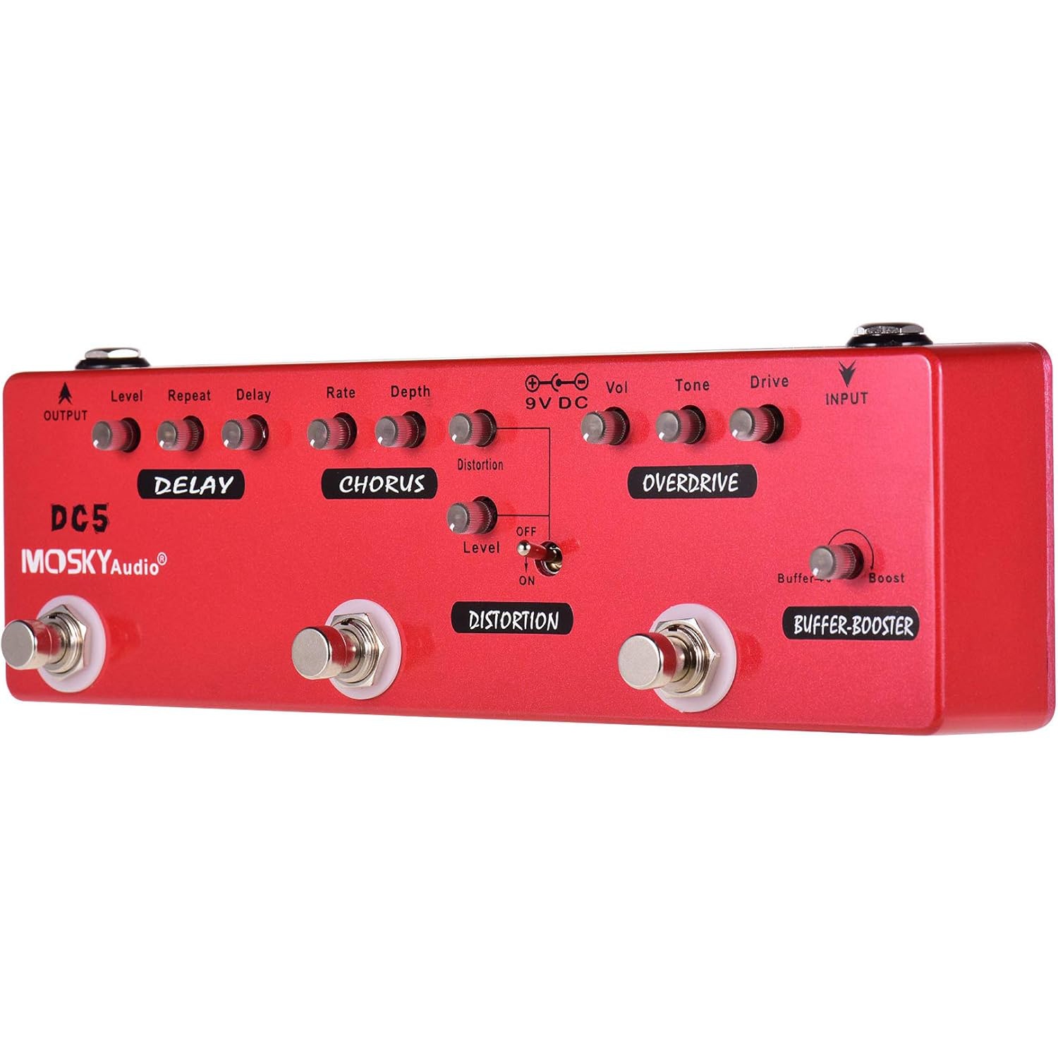 Pédale d'effets de guitare tout-en-un 6-en-1｜Buffer/ Boost/ Overdrive/ Distortion/ Chorus/ Delay｜Chaîne de tonalité de qualité professionnelle