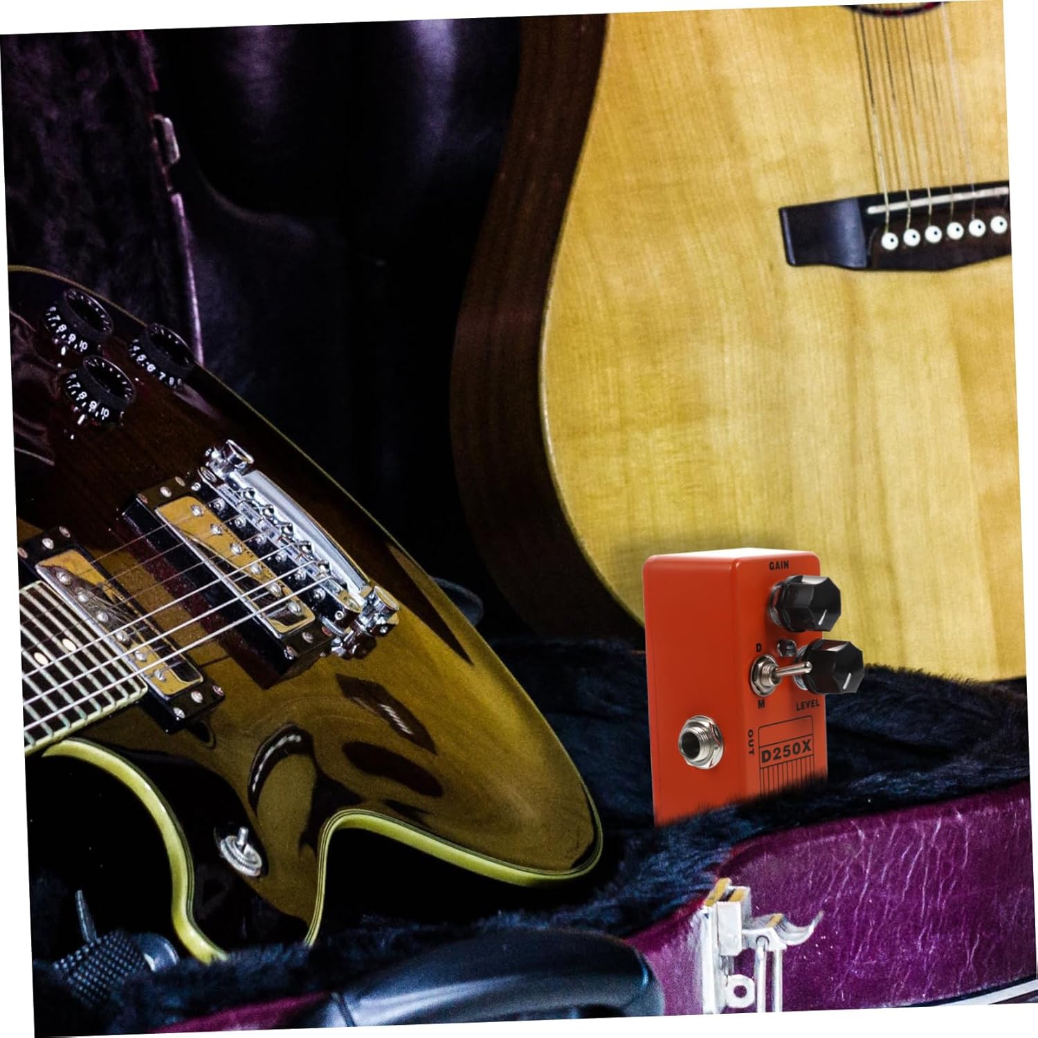 Pédale d'effets de distorsion à deux modes D250X | Réglage dynamique du gain | Conception de dérivation véritable | Boîtier portatif entièrement en