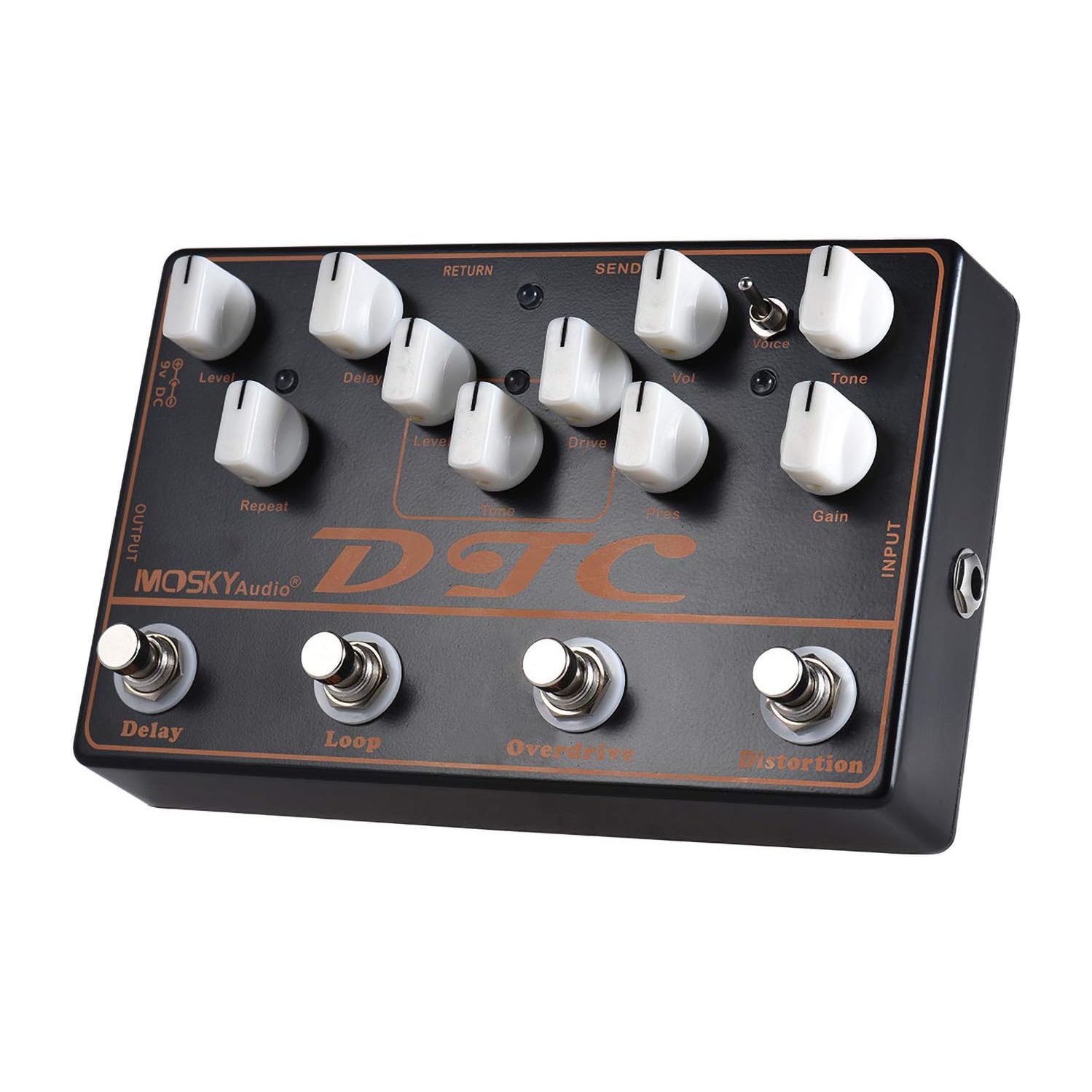 4-in-1 professional guitar effects pedal｜Distortion+Overdrive+Delay+FX Loop｜Dual distortion mode｜All-metal body
