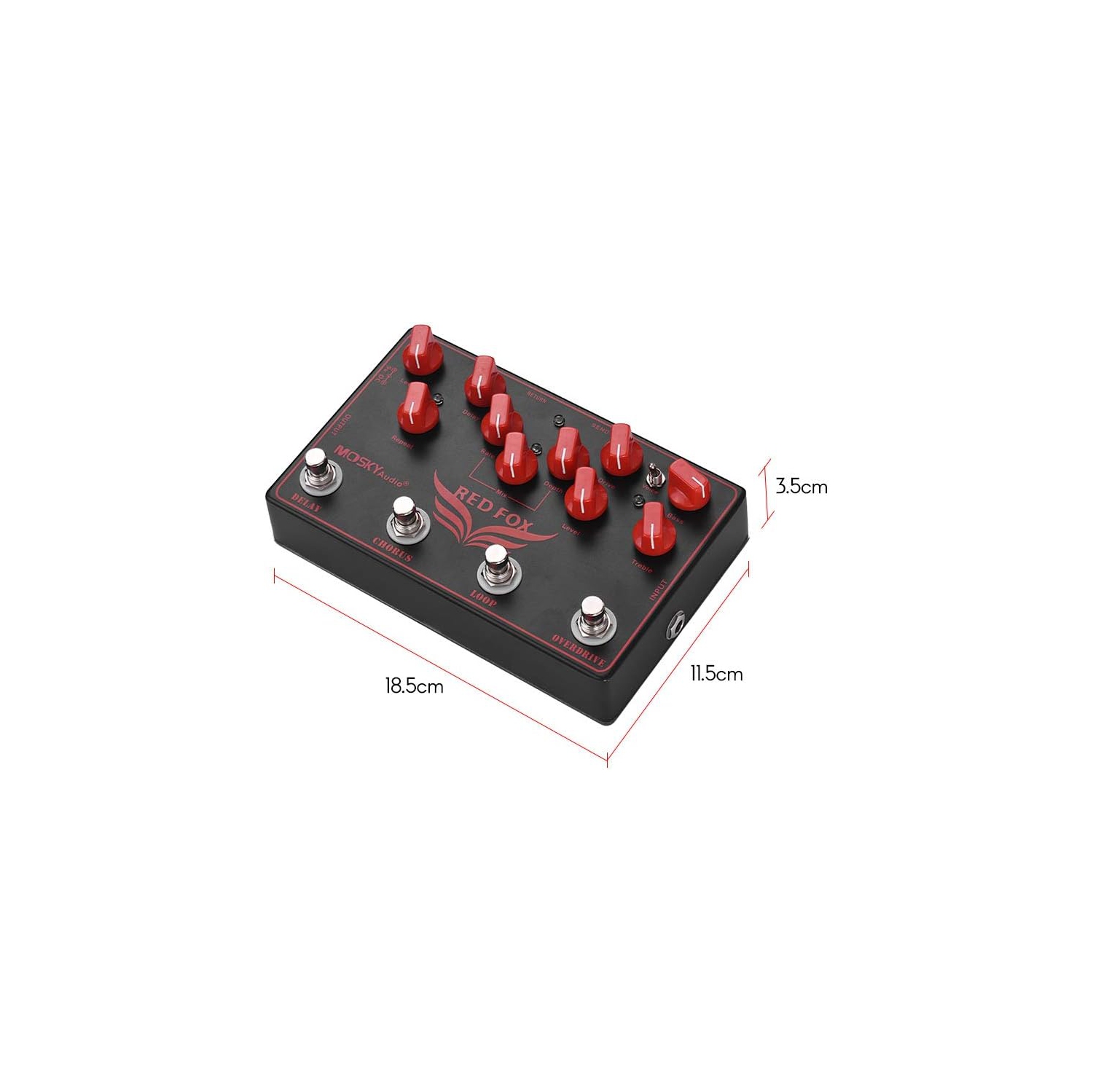 4-in-1 professional guitar effects pedal | Delay + Chorus + Overdrive + FX Loop | Dual-mode overdrive | Metal body