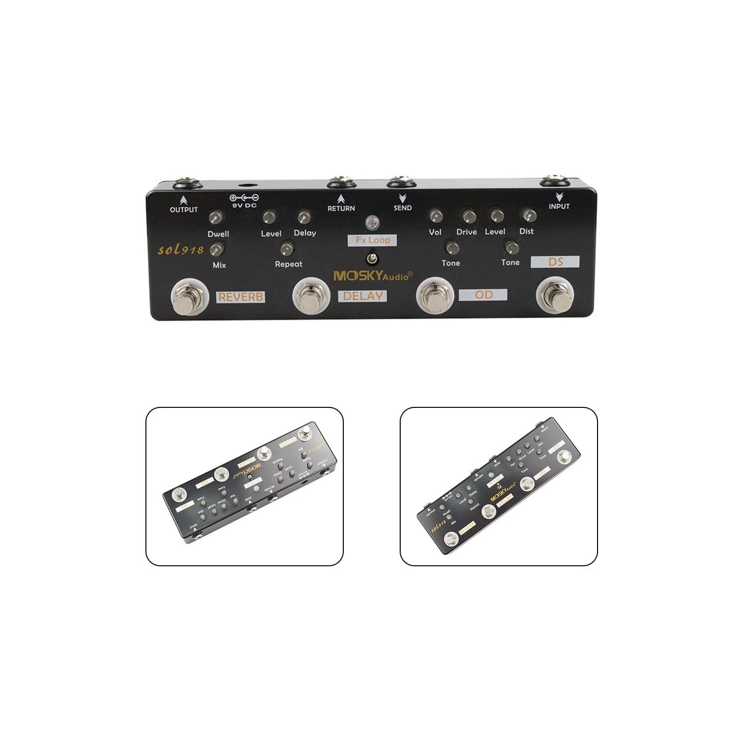 Pédale de guitare professionnelle à effets multiples cinq-en-un｜Distortion+Overdrive+Delay+Reverb+FX Loop｜Solution de chaîne complète