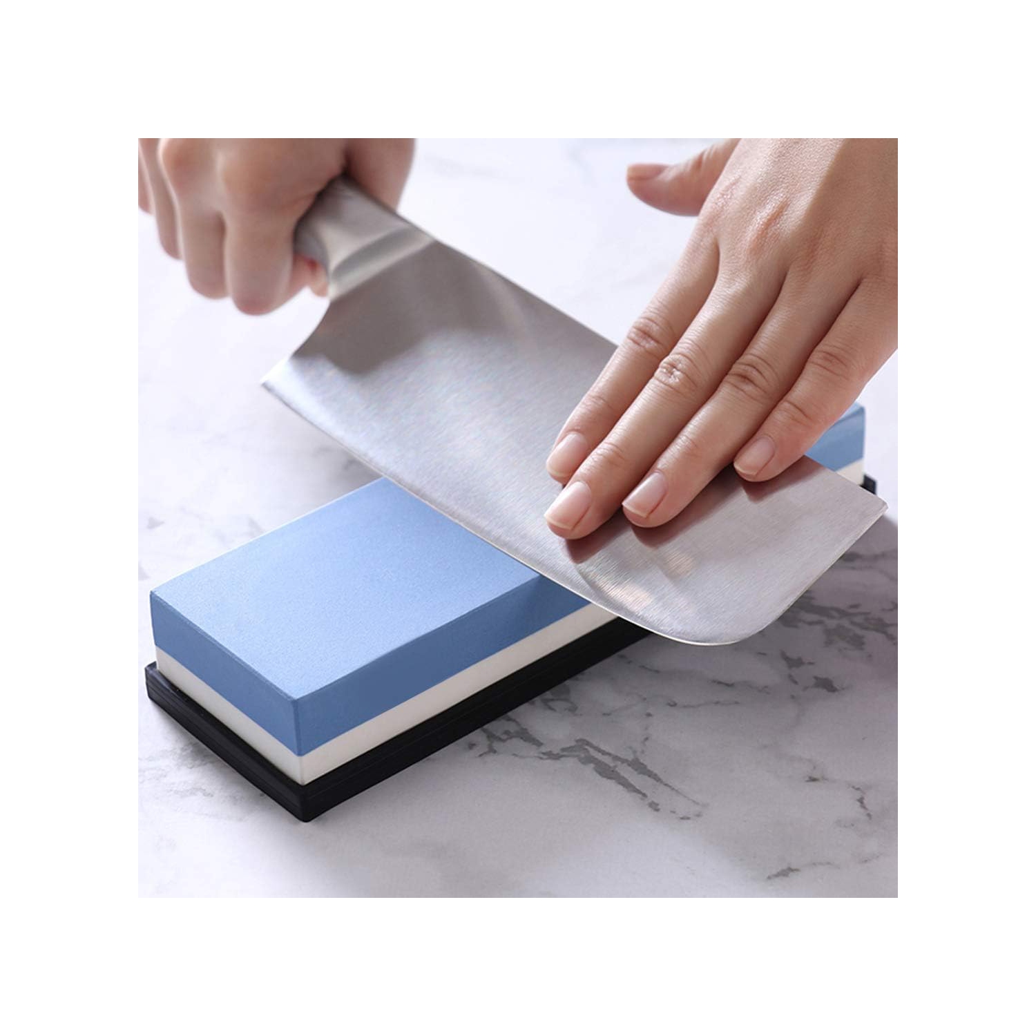 Pierre à aiguiser double face Pierre à aiguiser 240/800 Gris adapté aux ciseaux, rasoirs et outils à découper