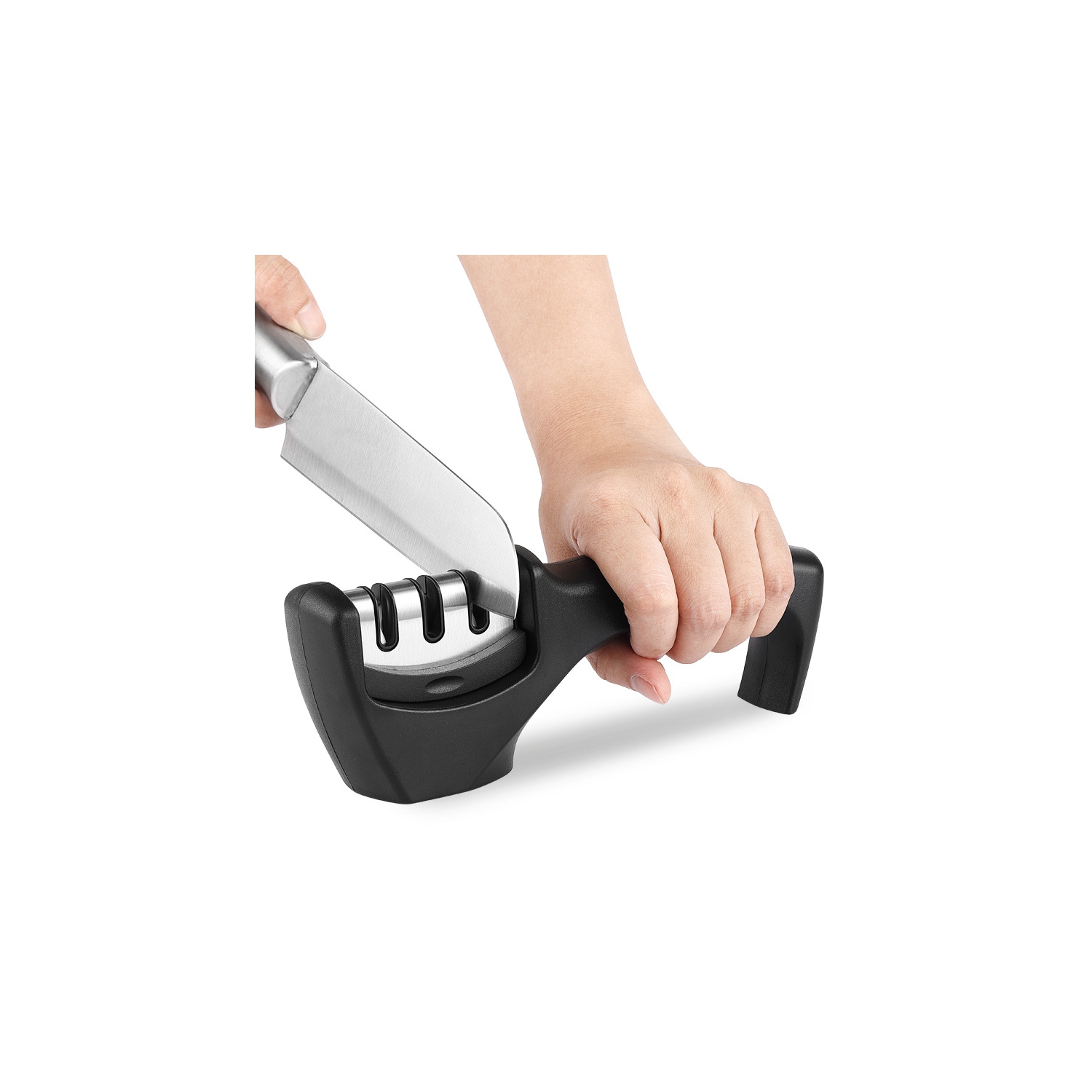 Quick knife sharpener household kitchen whetstone handheld three-stage ceramic diamond knife sharpener