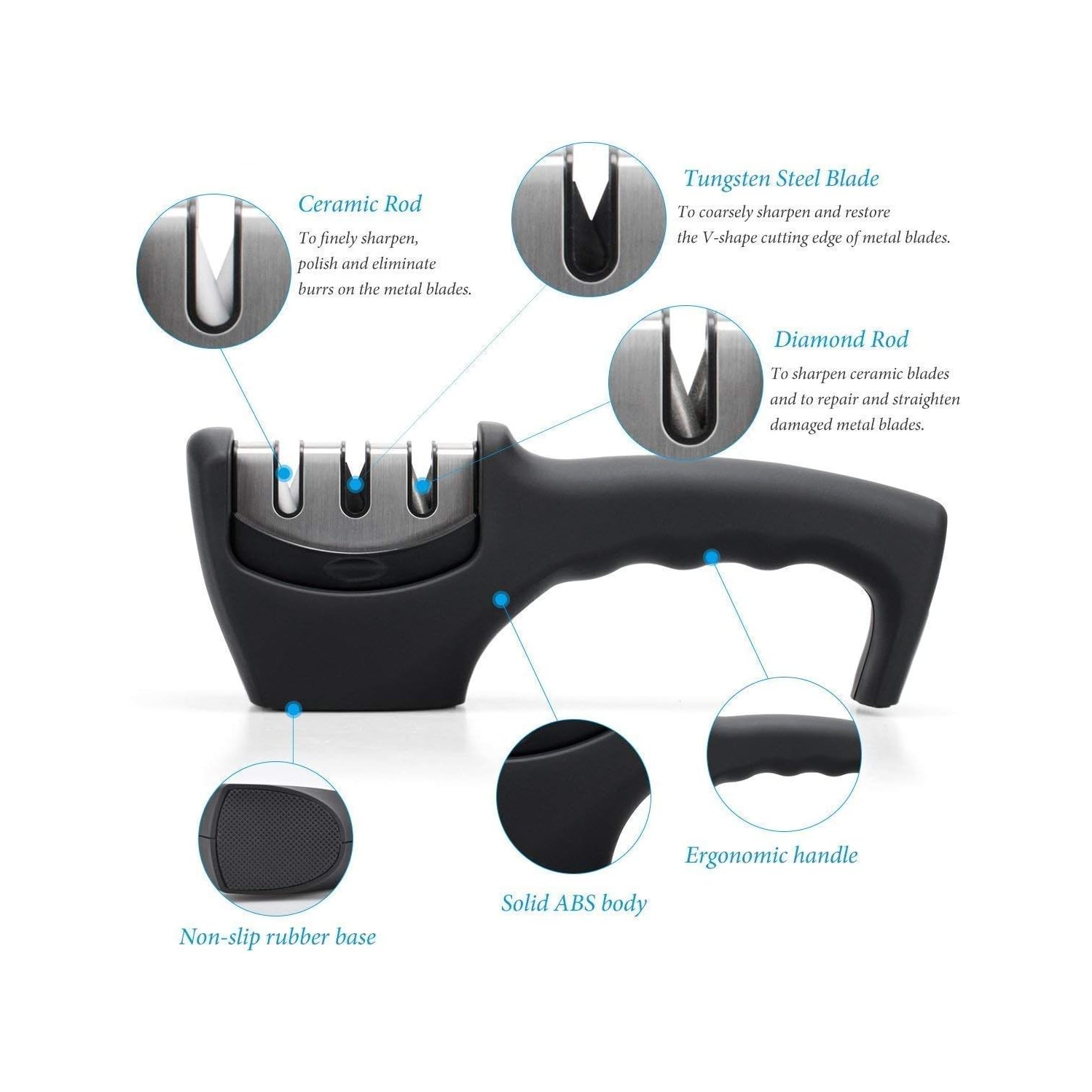 Quick knife sharpener household kitchen whetstone handheld three-stage ceramic diamond knife sharpener