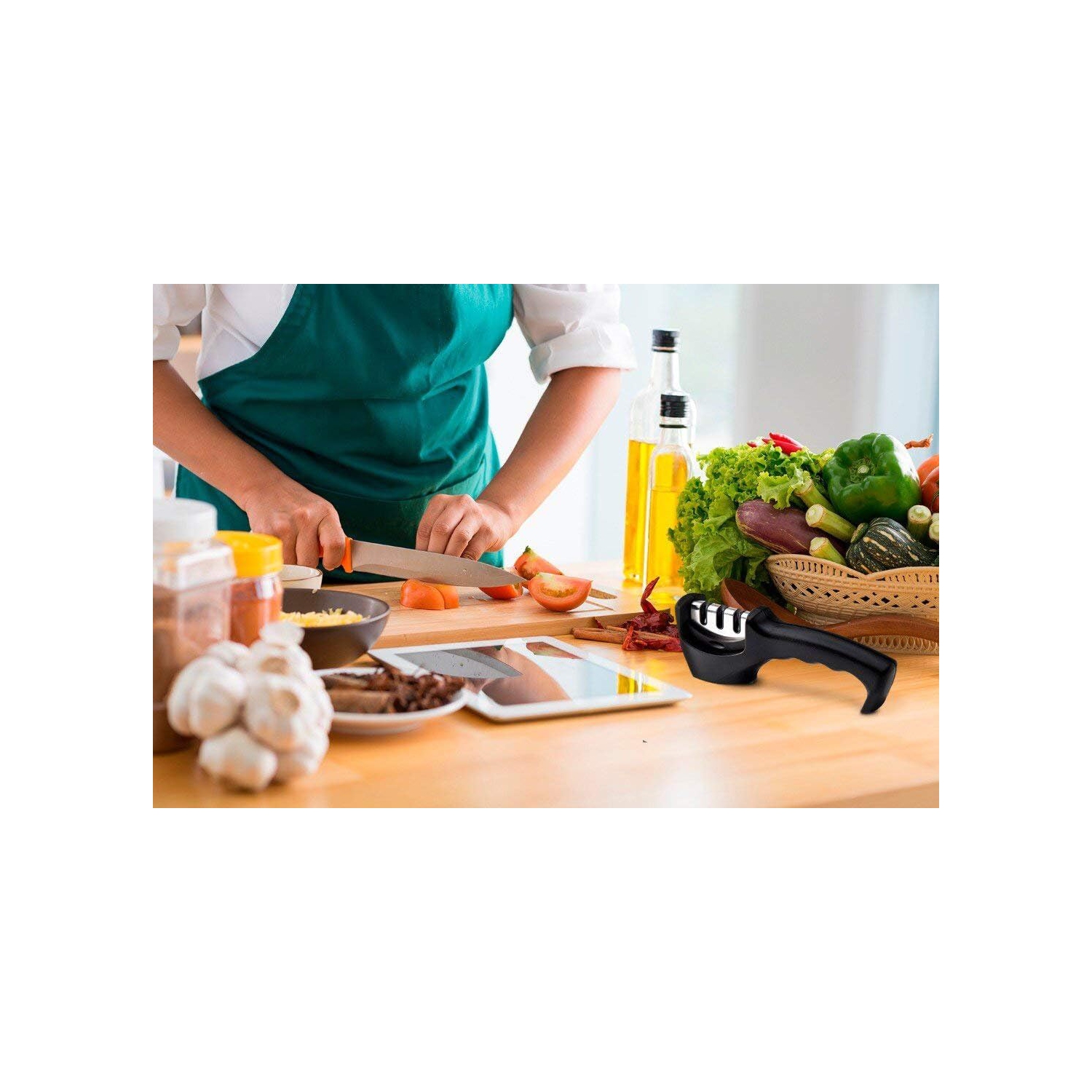 Quick knife sharpener household kitchen whetstone handheld three-stage ceramic diamond knife sharpener