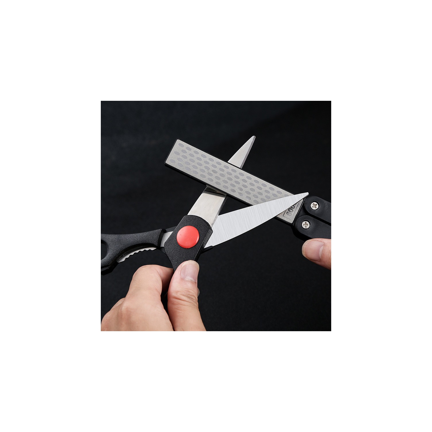 Affûteur de couteaux pliant Pratique affûteur de couteaux de cuisine à double face en forme d'éventail Taille-couteau en losange Household