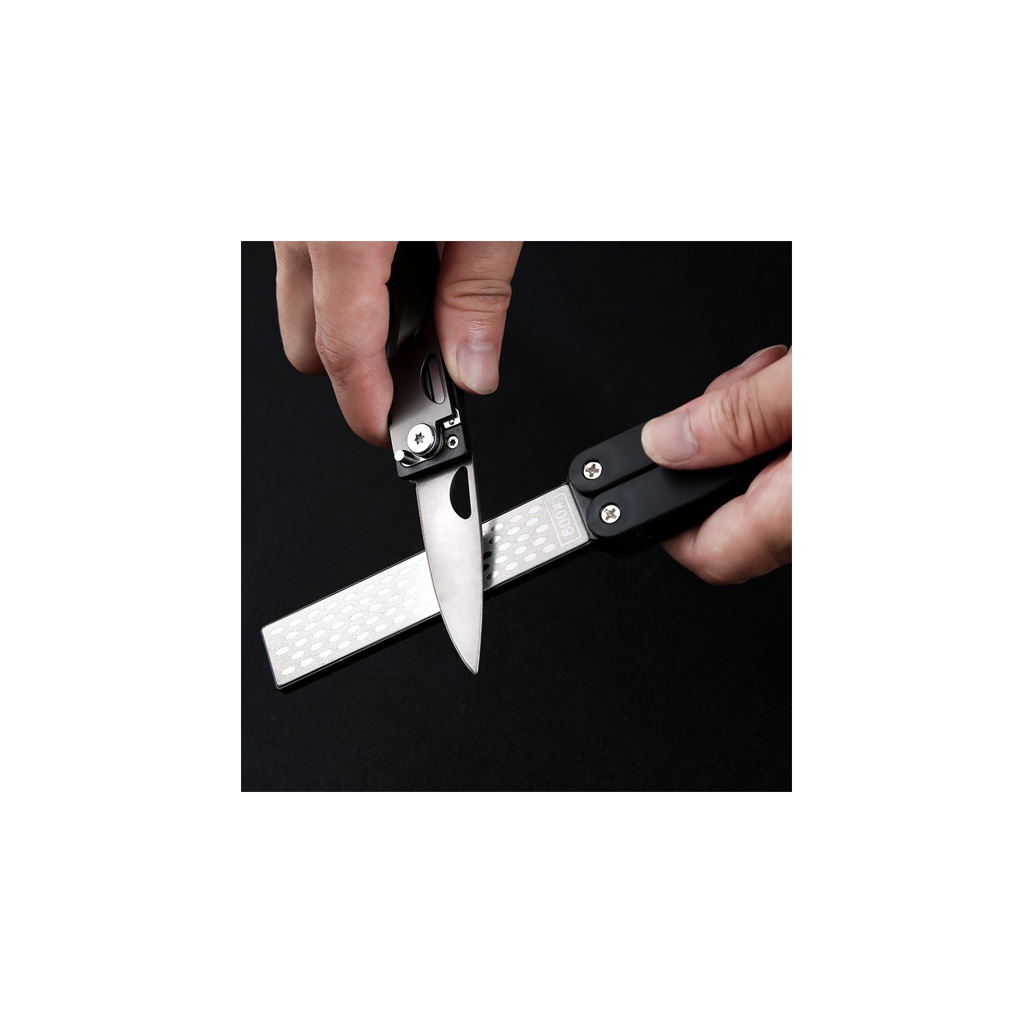 Affûteur de couteaux pliant Pratique affûteur de couteaux de cuisine à double face en forme d'éventail Taille-couteau en losange Household