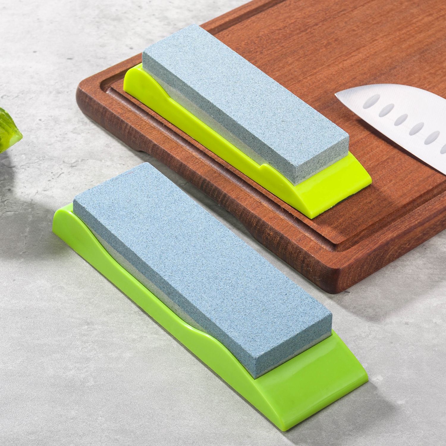 Pierre d'affûtage multifonctionnelle à double face pour la maison, pierre d'affûtage brun corundum – grand, vert