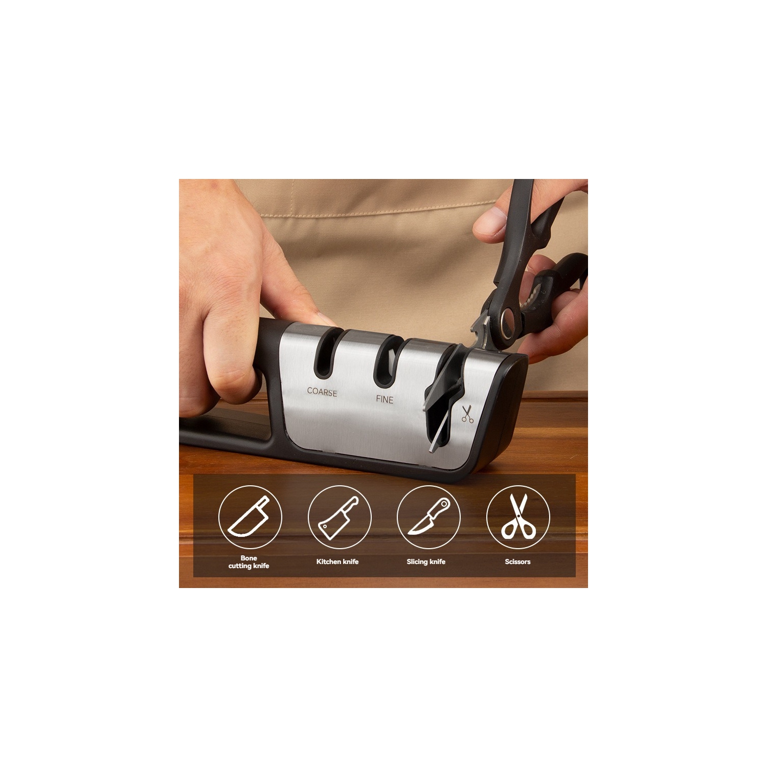 Affûteur de couteaux portatif Affûteur de couteaux multifonction à trois étapes Affûteur de couteaux à lame rapide domestique personnalisé