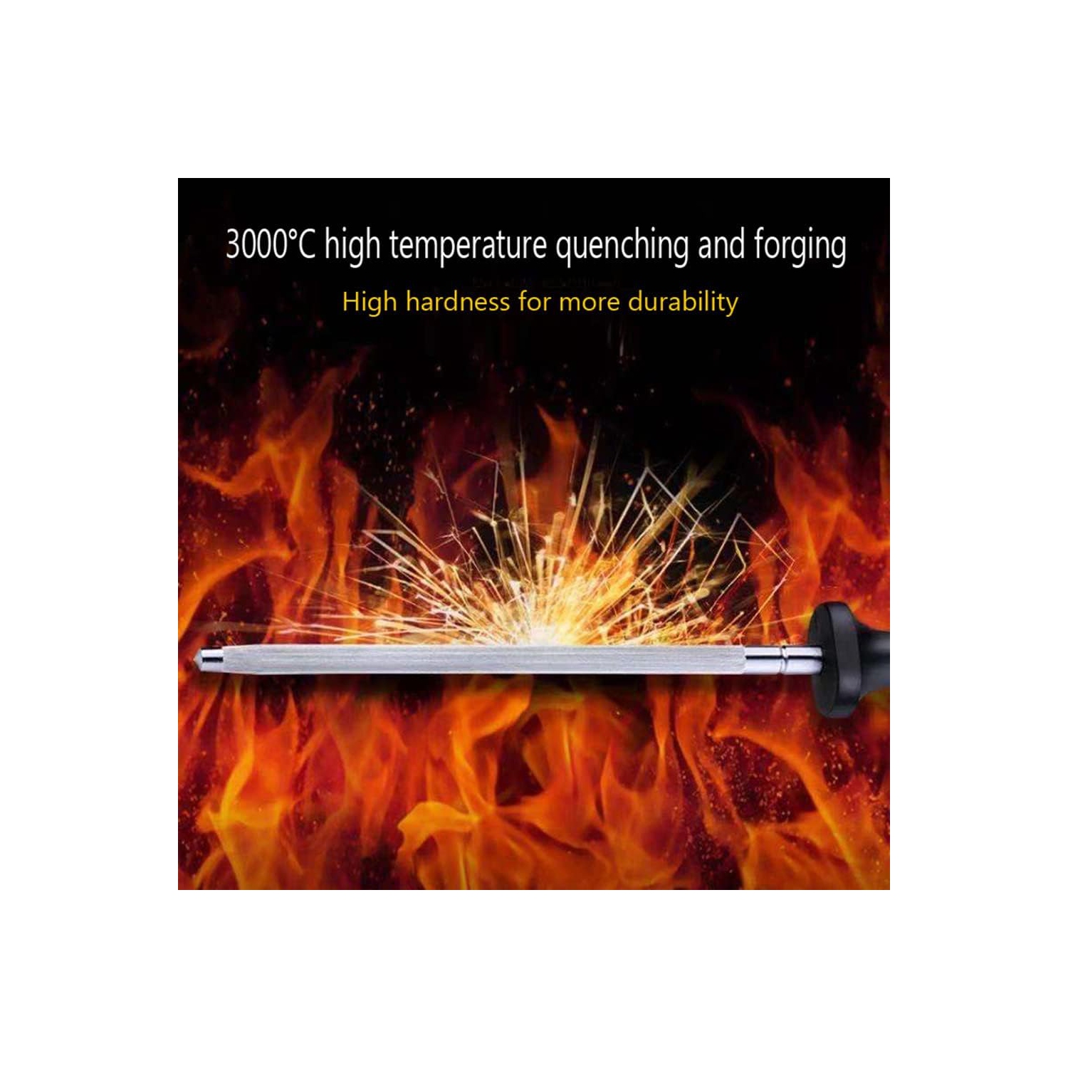 Tige d'affûtage des couteaux 8 po en acier Affûteur Couteau Tringle en acier avec poignée protectrice