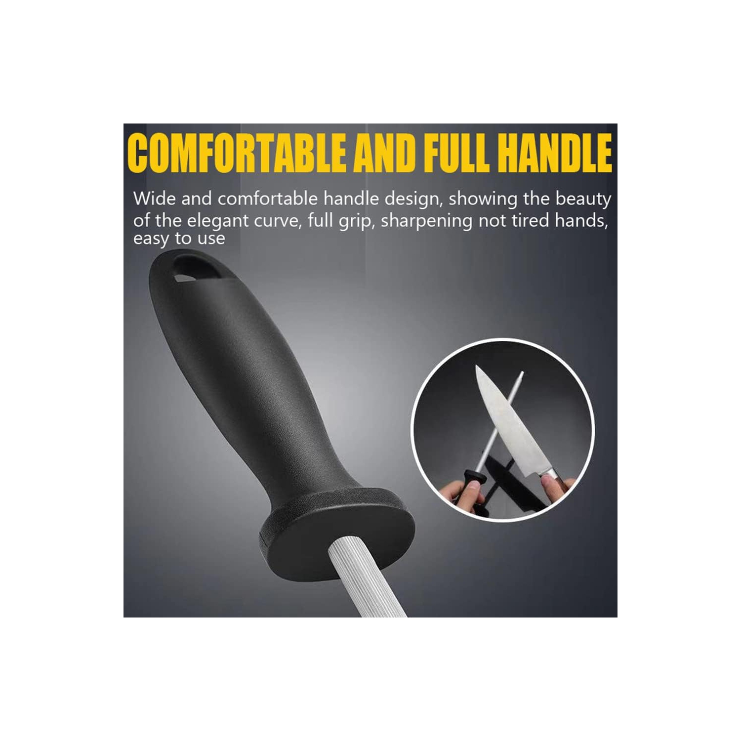 Tige d'affûtage des couteaux 8 po en acier Affûteur Couteau Tringle en acier avec poignée protectrice