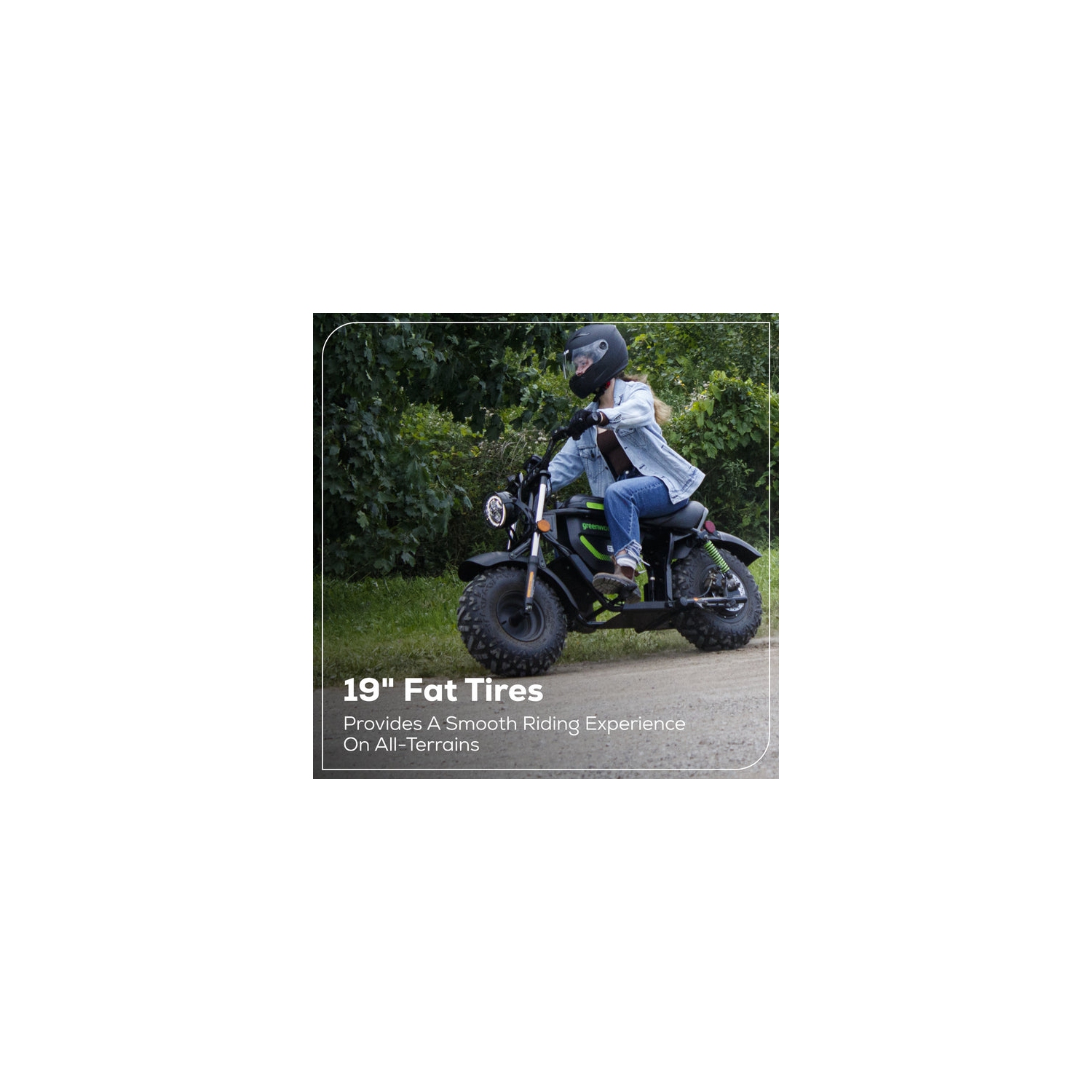 Minivélo 80&nbsp;V série Stealth 19&nbsp;po de Greenworks, 2 batteries 4&nbsp;Ah et chargeur à deux ports 8&nbsp;A inclus