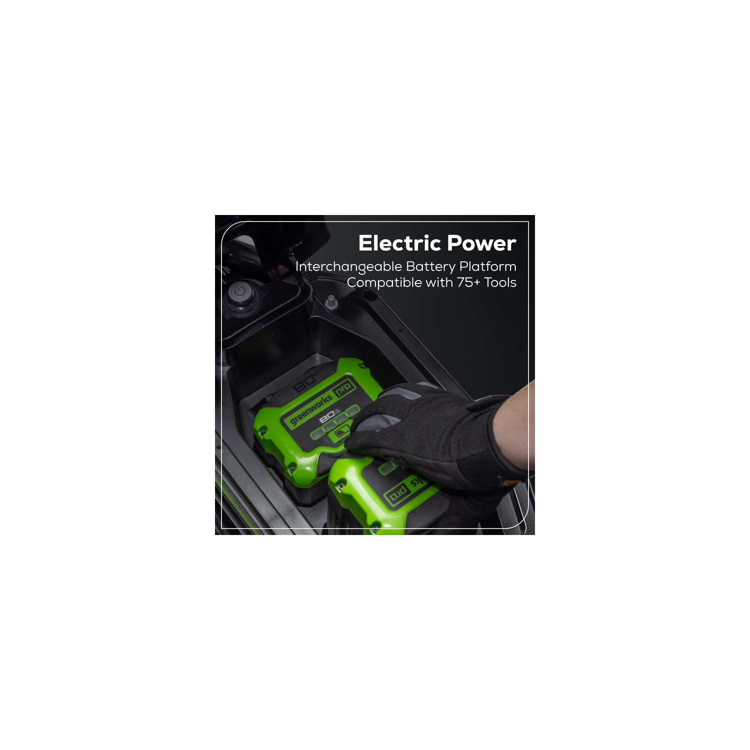 Minivélo 80&nbsp;V série Stealth 19&nbsp;po de Greenworks, 2 batteries 4&nbsp;Ah et chargeur à deux ports 8&nbsp;A inclus