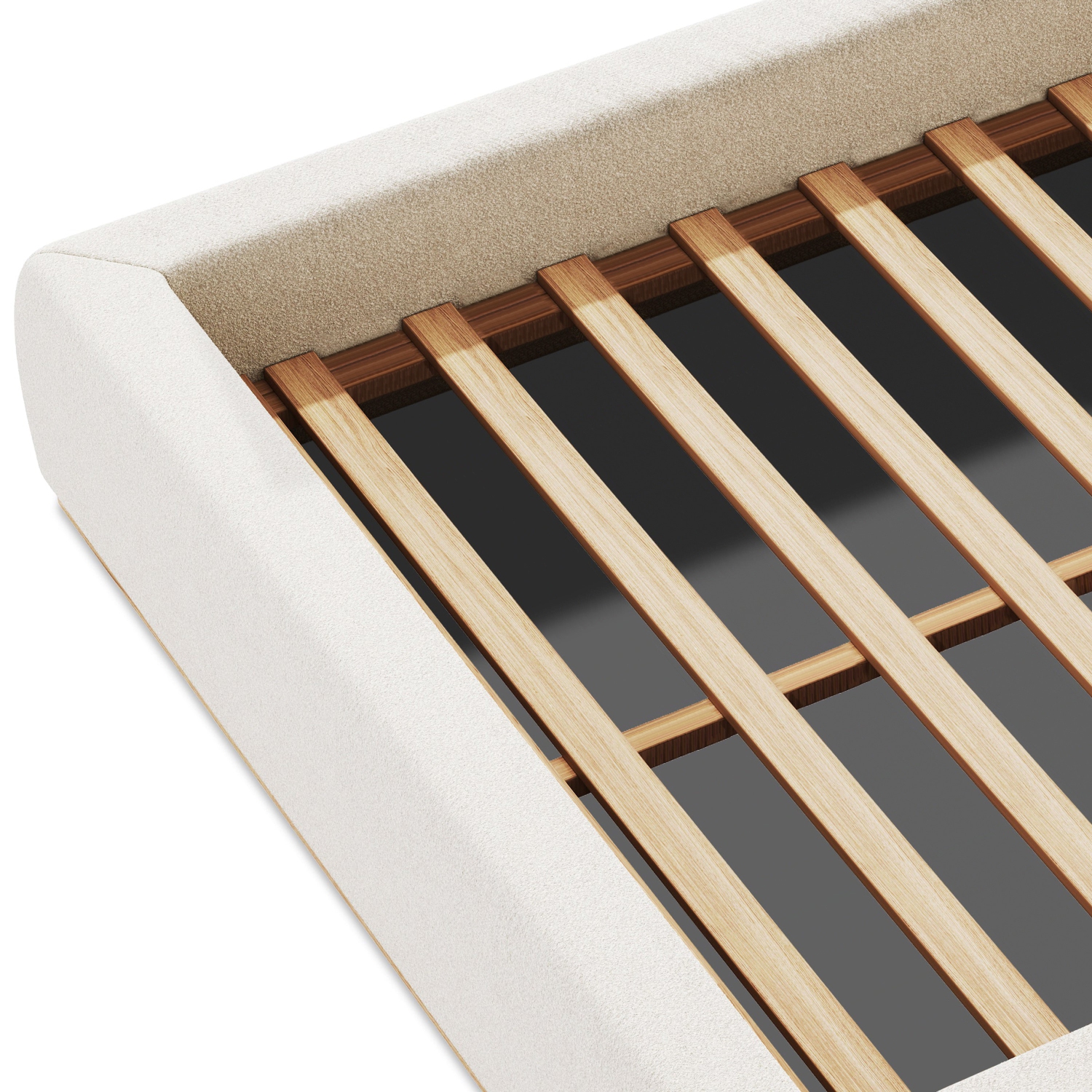 Valencia – Cadre de très grand lit recouvert de tissu Gabriella, crème