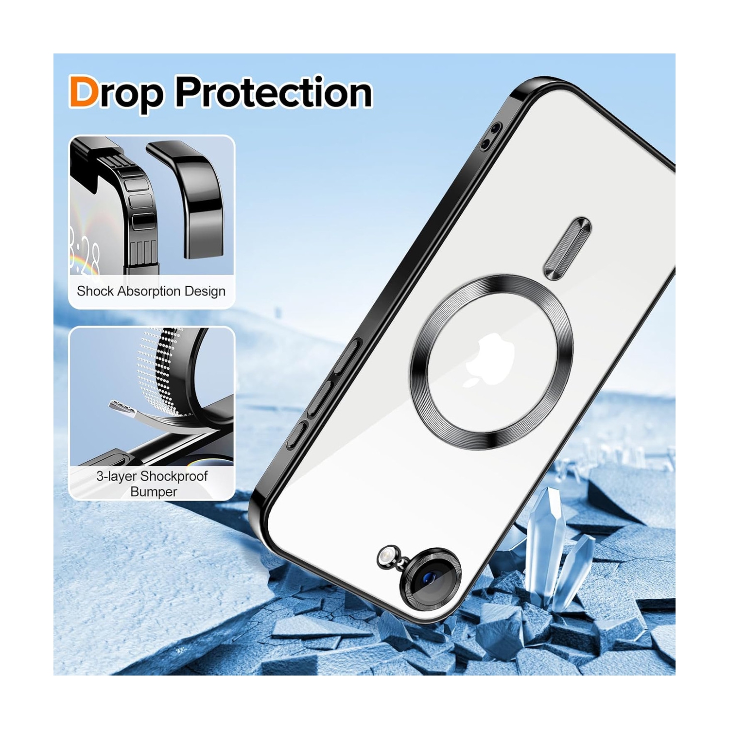 [CS] Étui magnétique en TPUR hybride MagSafe Couverture arrière pour iPhone 16e, rose doré