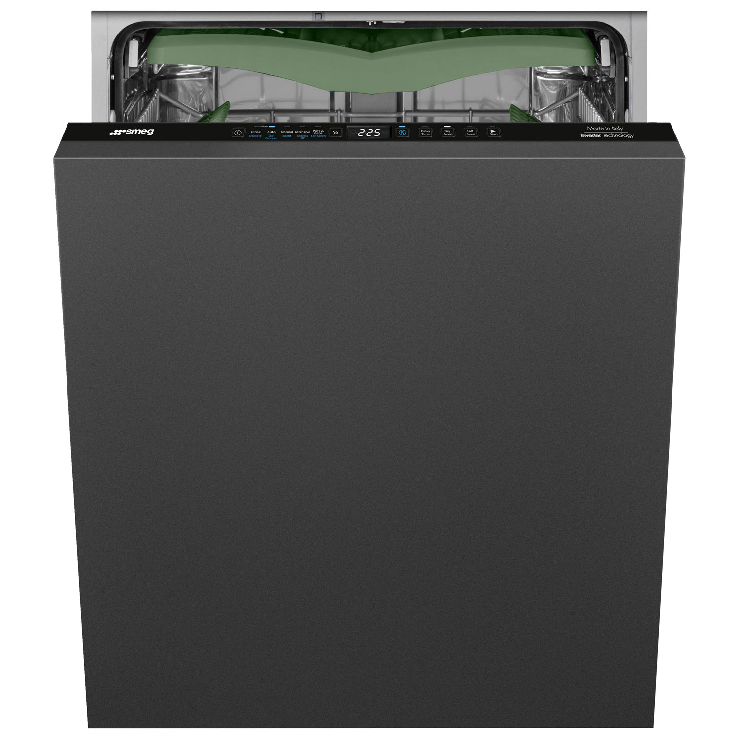 Lave-vaisselle encastrable 24 po 42 dB avec cuve en inox et troisième panier de Smeg - Prêt pour panneau