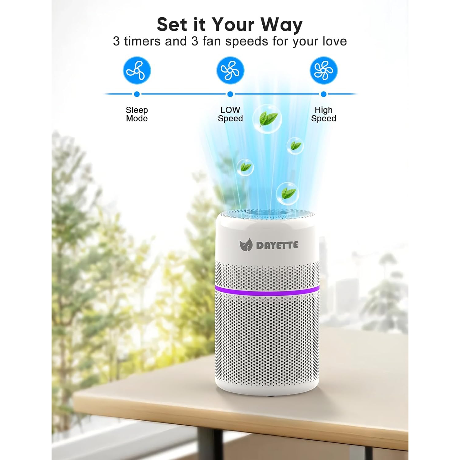 DAYETTE WiFi HEPA 13 Air Purifiers for Home - 1800 Sq.Ft Coverage, Smart Air Cleaner with Colorful Ambient Lighting, 20dB Sleep Mode, Removes