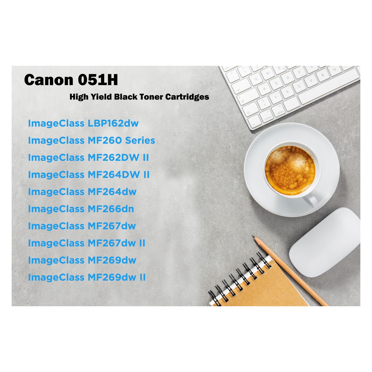Ultra Toner® Compatible Canon 051 Toner Cartridge 051H High Yield Black CRG-051 CRG051 canon051 - ImageClass LBP162dw ImageClass MF264dw ImageClass