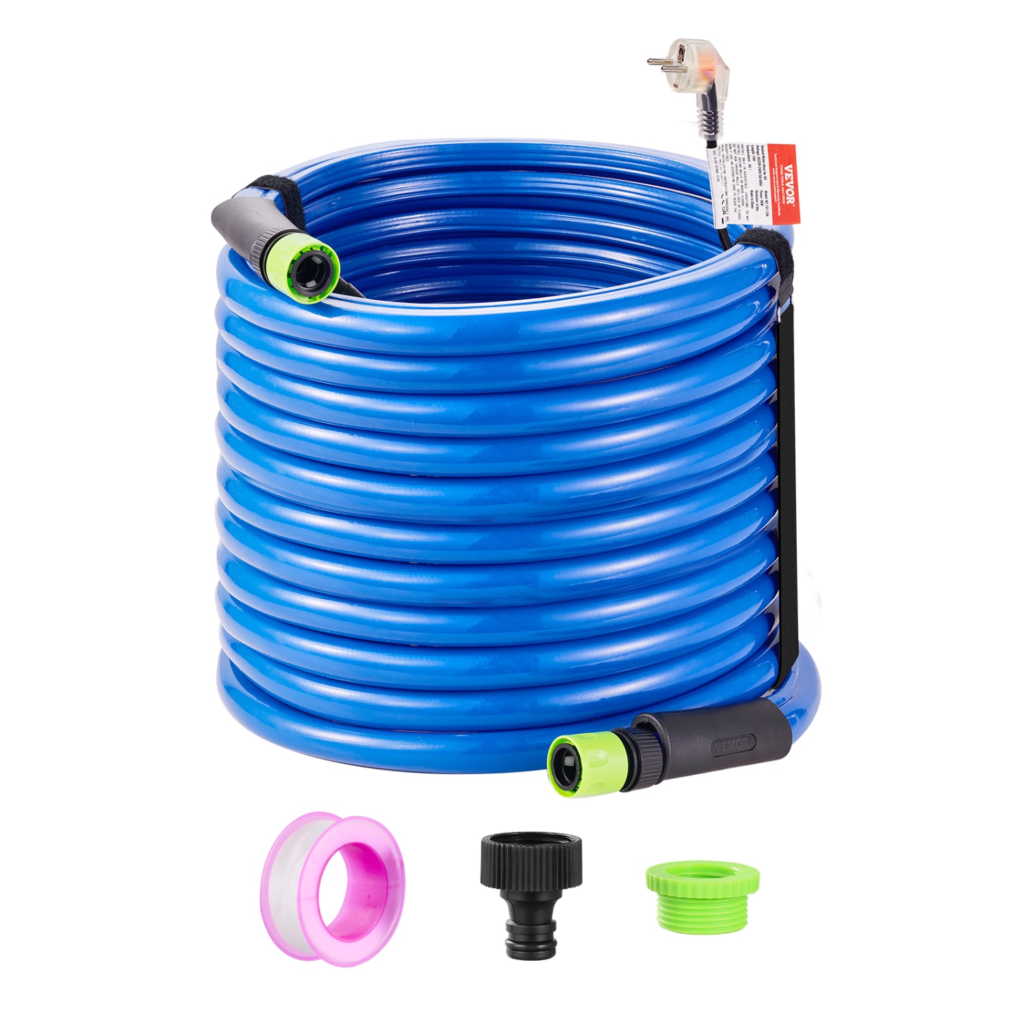 VEVOR 75ft Heated Water Hose for RV, Heated Drinking Water Hose Antifreeze to -45°F, Automatic Self-regulating, 5/8" I.D. with 3/4" GHT Adapter, Lead