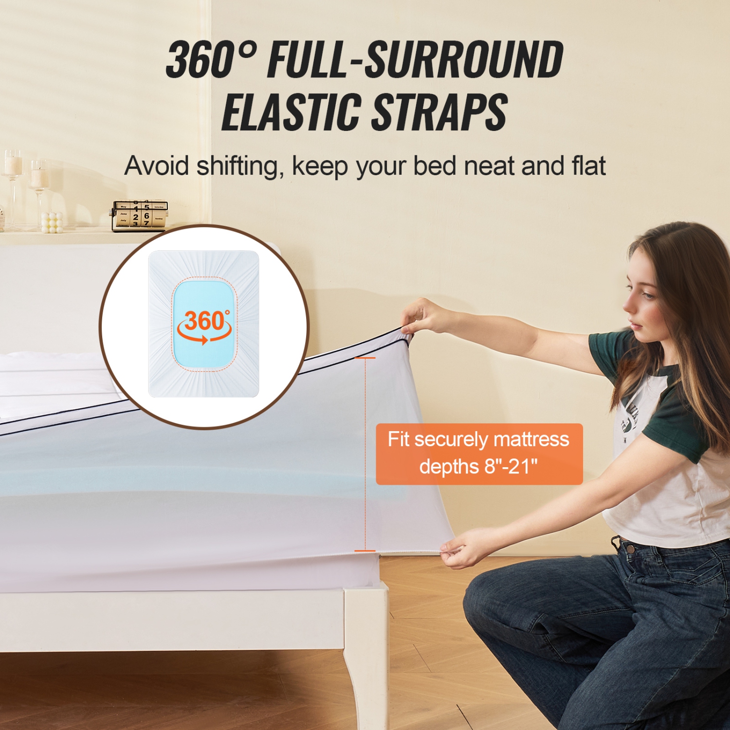Surmatelas VEVOR 4&nbsp;po épais, grand lit, mousse à mémoire, bourre en fibres, amovible et lavable Conçu de façon ergonomique pour soulager la