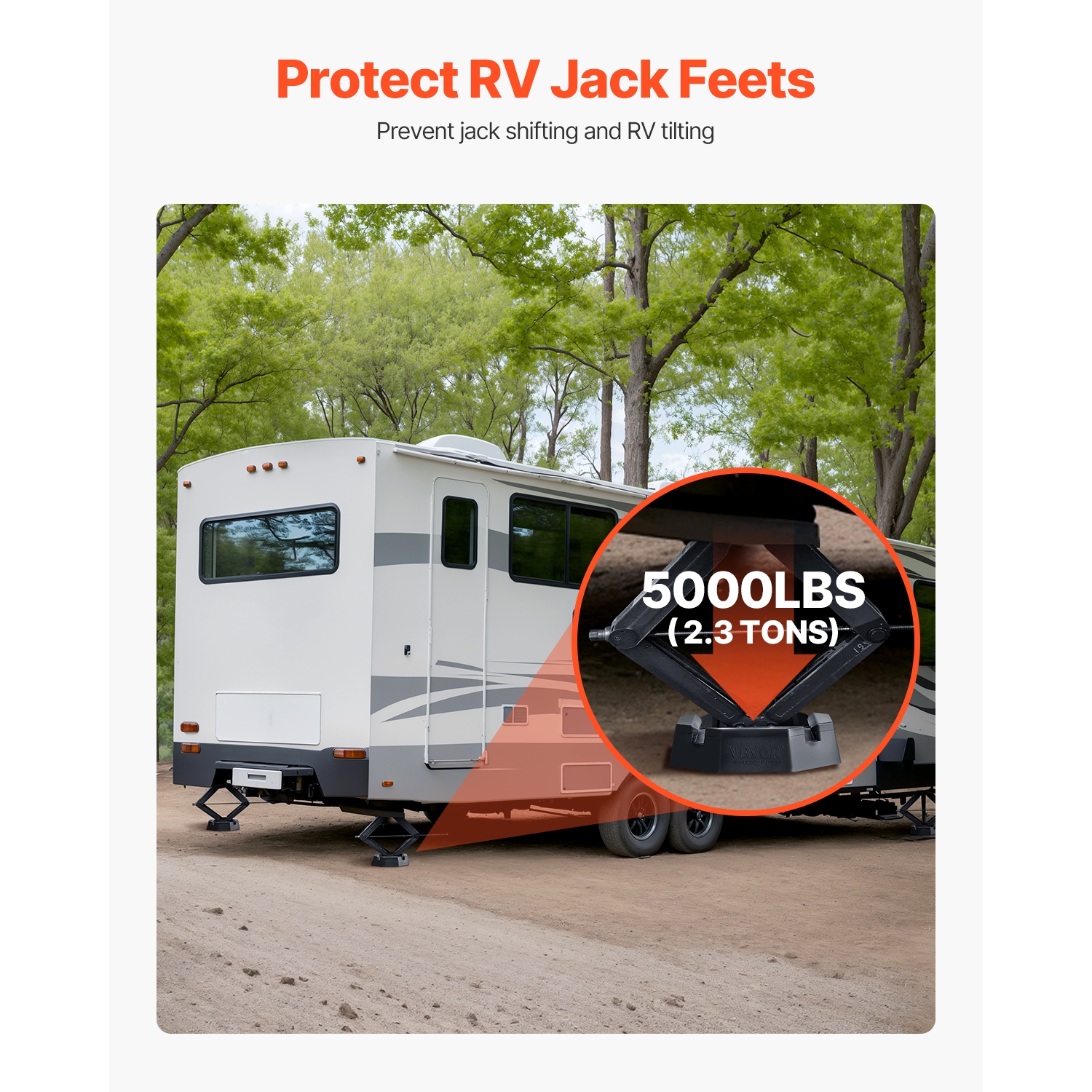 VEVOR RV Leveling Pads, 4-Pack Rubber Trailer Jack Pads, Each with 5000 lbs Capacity, Jack Stabilizer Pad, Suitable for 5.5" Square Jack Feet, 5th