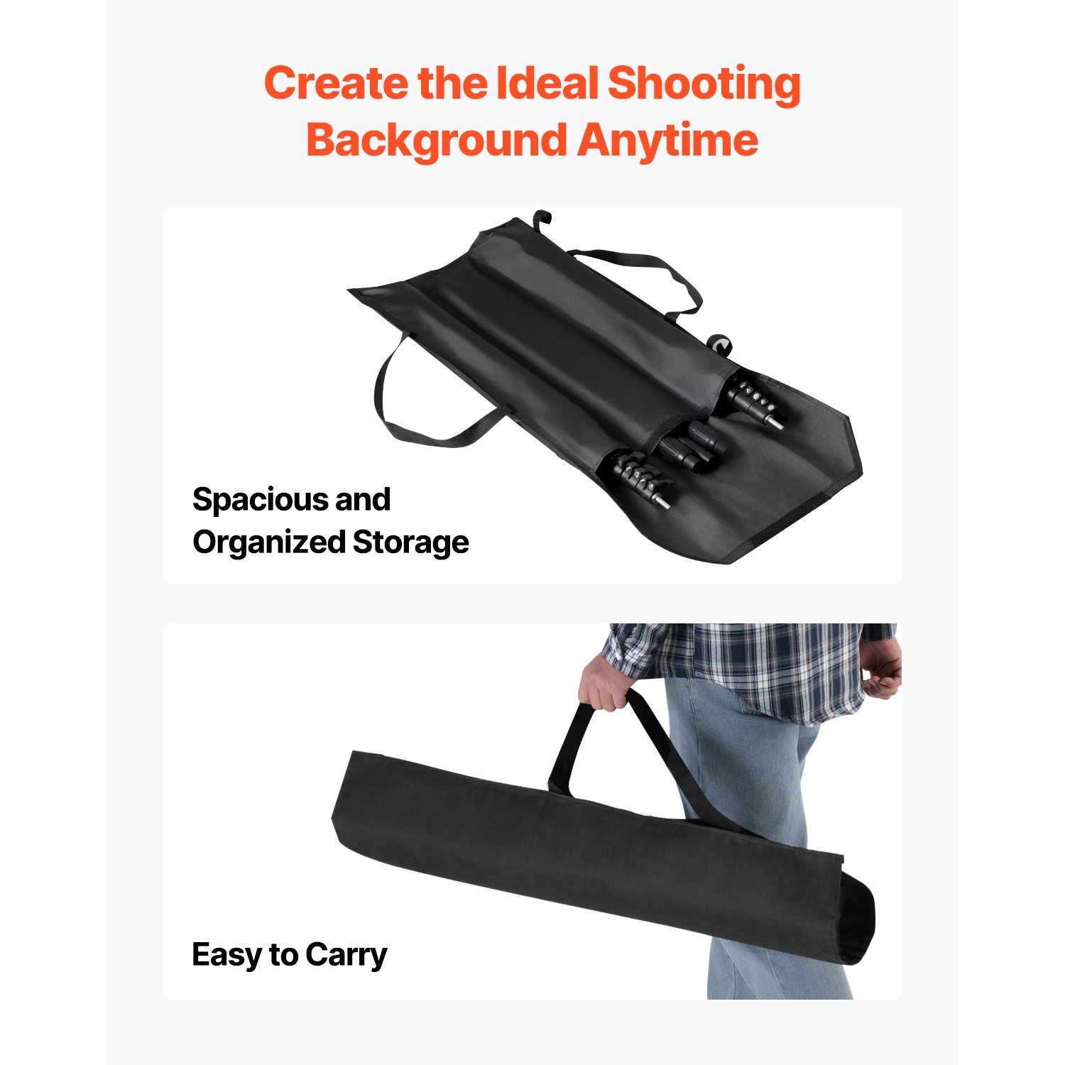 VEVOR 8.5 x 10 ft Backdrop Stand, Adjustable Photo Backdrop Stand Kit, Portable Background Backdrop Stand with 2 Tripods, Heavy Duty Projector Screen