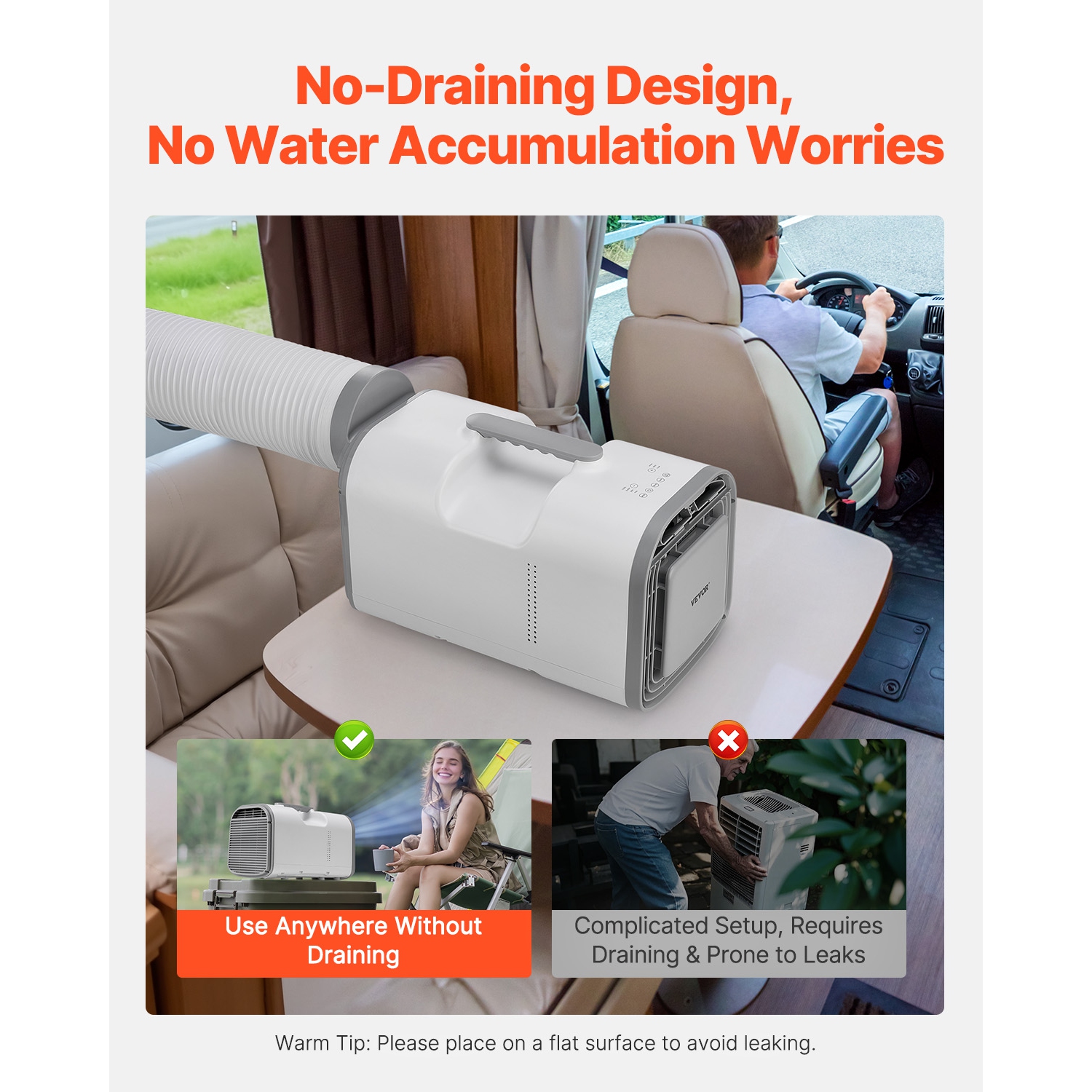 Climatiseur portatif VEVOR 4250&nbsp;BTU, climatiseur à 3 vitesses avec minuterie 24H, climatiseur portatif réglable de 16-32 ℃, compatible avec