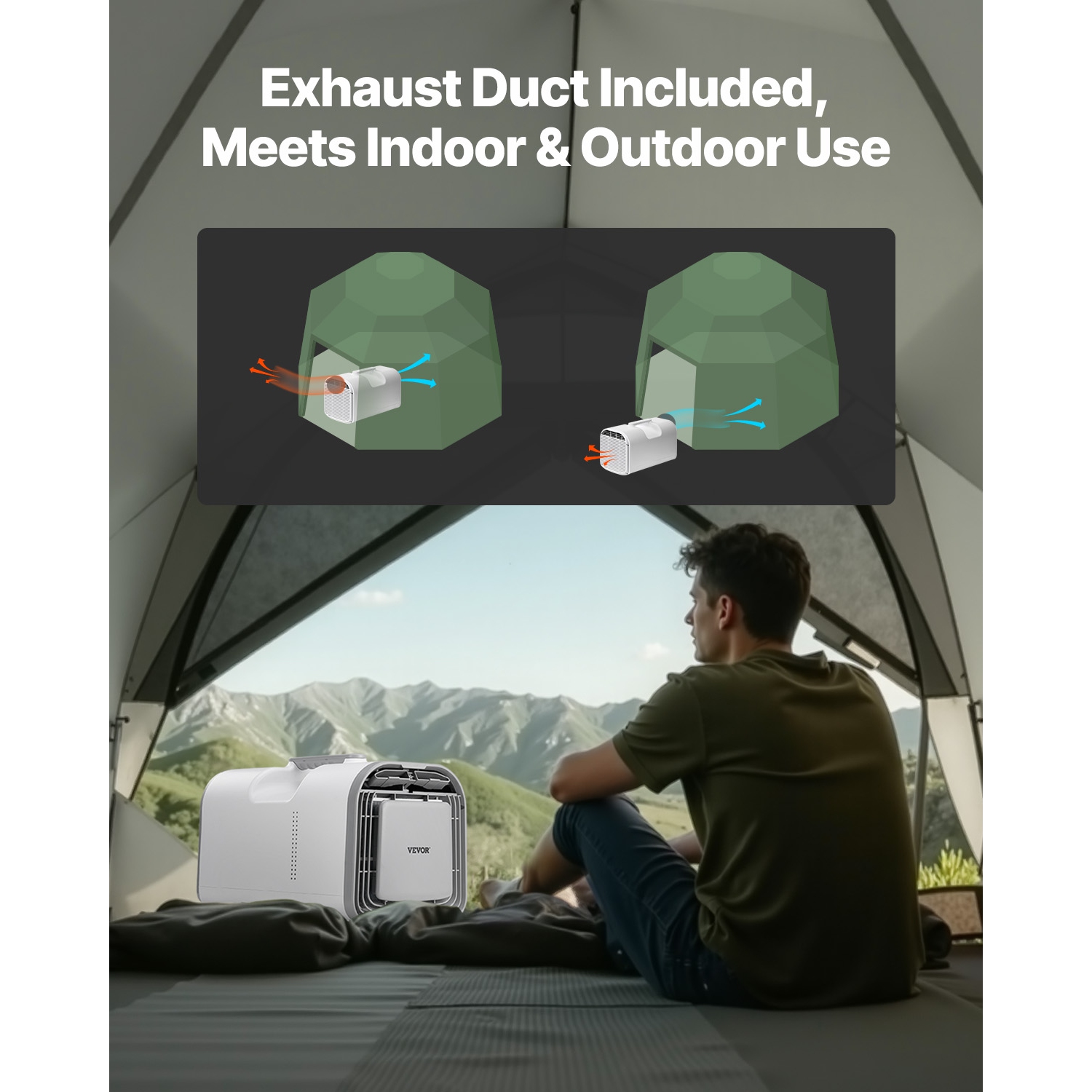 Climatiseur portatif VEVOR 4250&nbsp;BTU, climatiseur à 3 vitesses avec minuterie 24H, climatiseur portatif réglable de 16-32 ℃, compatible avec