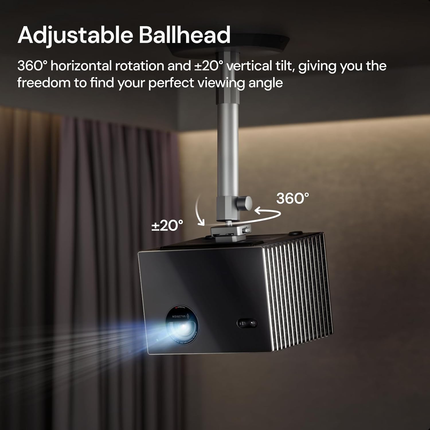 Projector Ceiling Mount for VisionMaster and StreamMaster Series - Aluminum Alloy, Adjustable Height from 31 to 40.5cm Using The Extension Rod, with