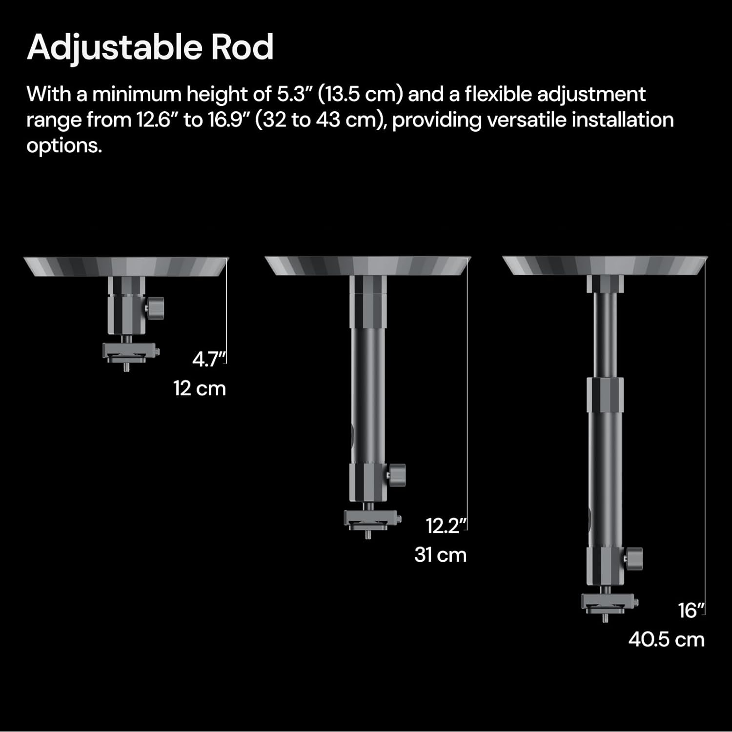 Projector Ceiling Mount for VisionMaster and StreamMaster Series - Aluminum Alloy, Adjustable Height from 31 to 40.5cm Using The Extension Rod, with
