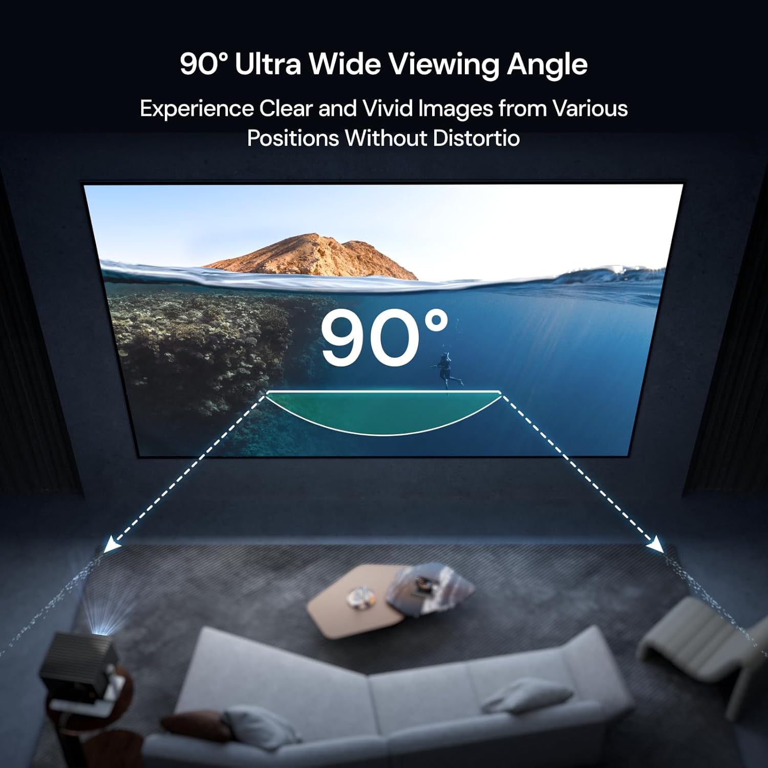 Valerion 100" Fresnel Ambient Light Rejecting Screen, 1.8dB Gain, 85% Ambient Light Resistance, The de-Speckle Design, 16:9 Fixed Frame for Long