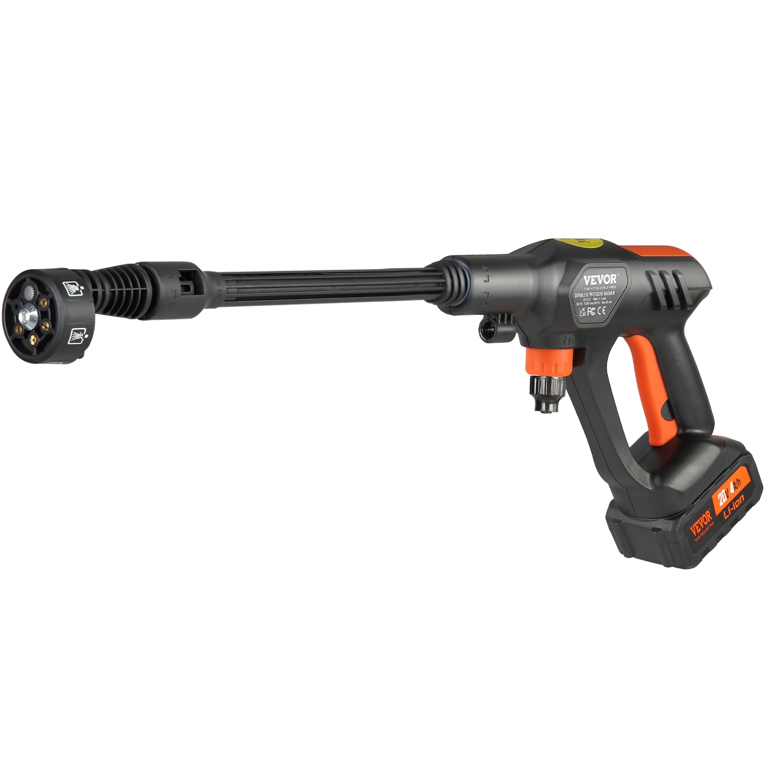 VEVOR 1.1 GPM Cordless Pressure Washer, 652-PSI Portable Power Cleaner, Handheld High-Pressure Car Washer Gun with 4.0Ah Battery, Charger, 6-in-1