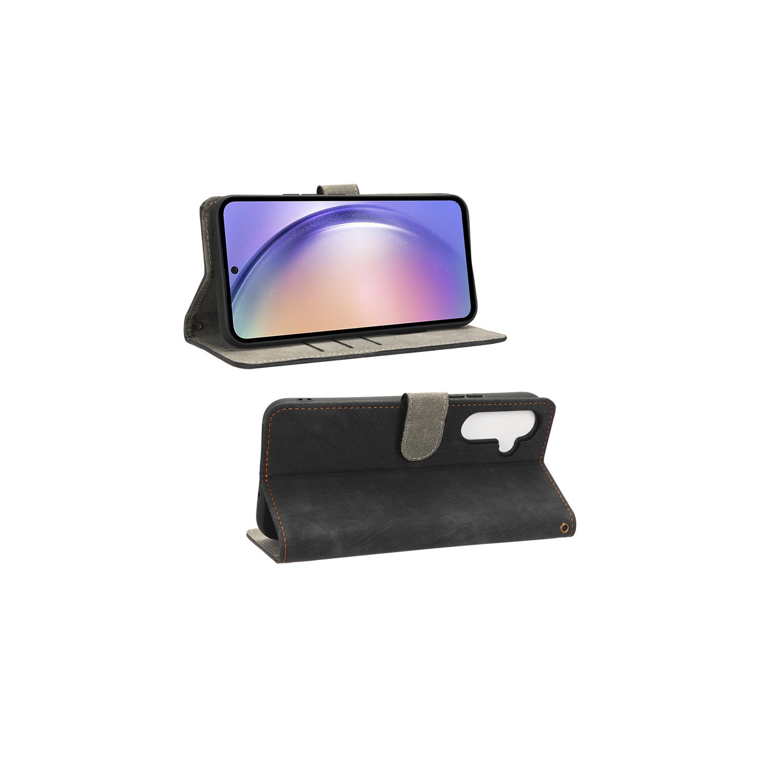 Étui portefeuille noir de PANDACO pour Galaxy S25+ de Samsung