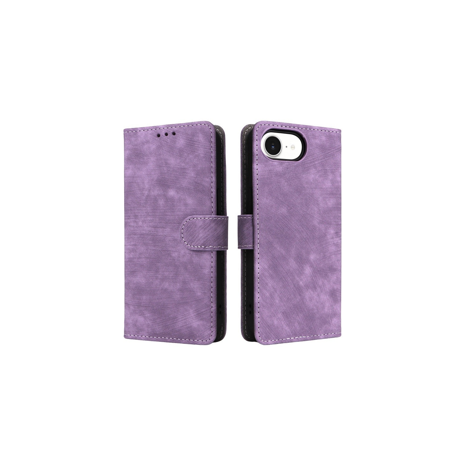 Étui portefeuille en suède violet de PANDACO pour iPhone 16e