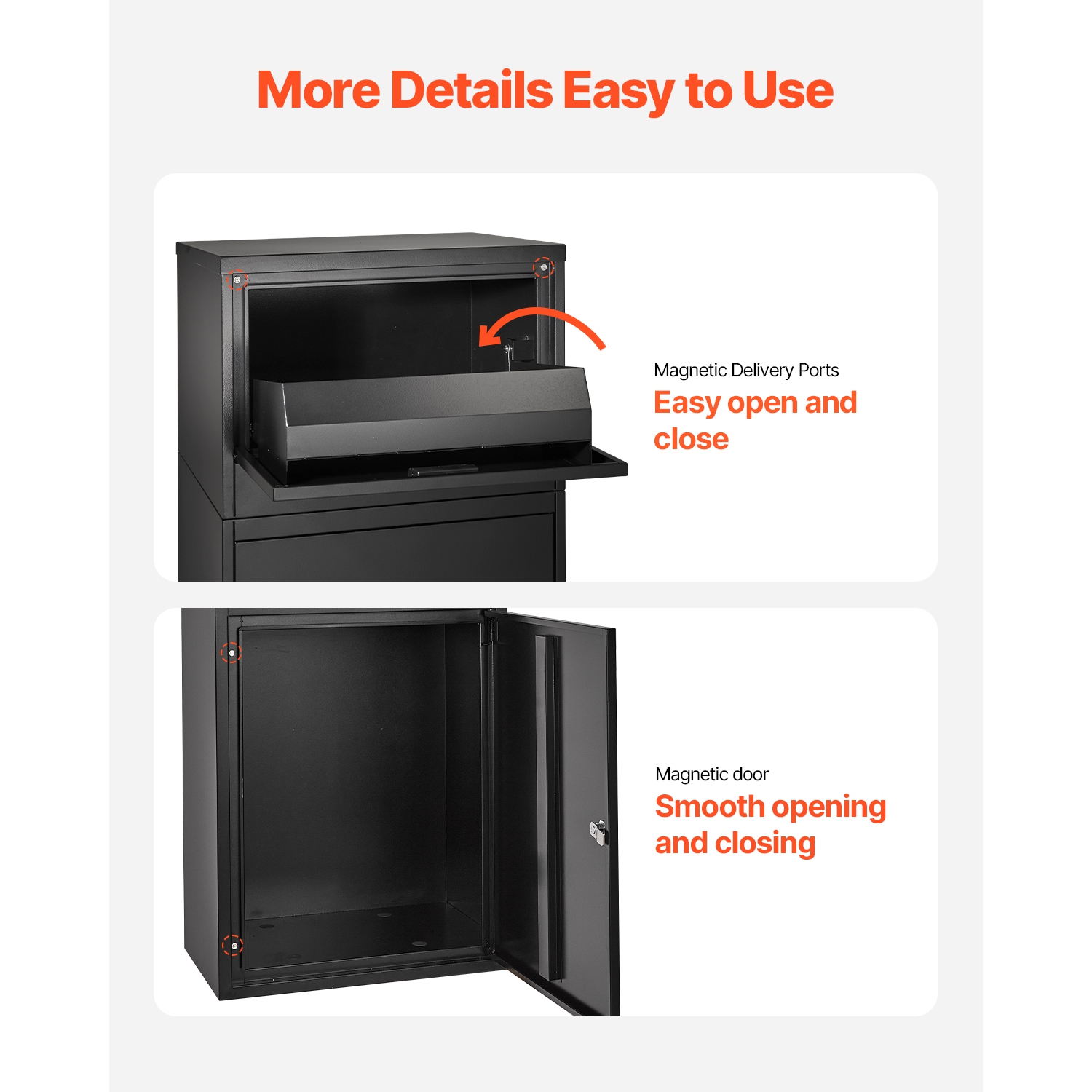 VEVOR 35.8 in Package Delivery Boxes for Outside, Mailbox for Parcel with Lock, Galvanized Steel Package Drop Box with Anti-Theft Design,