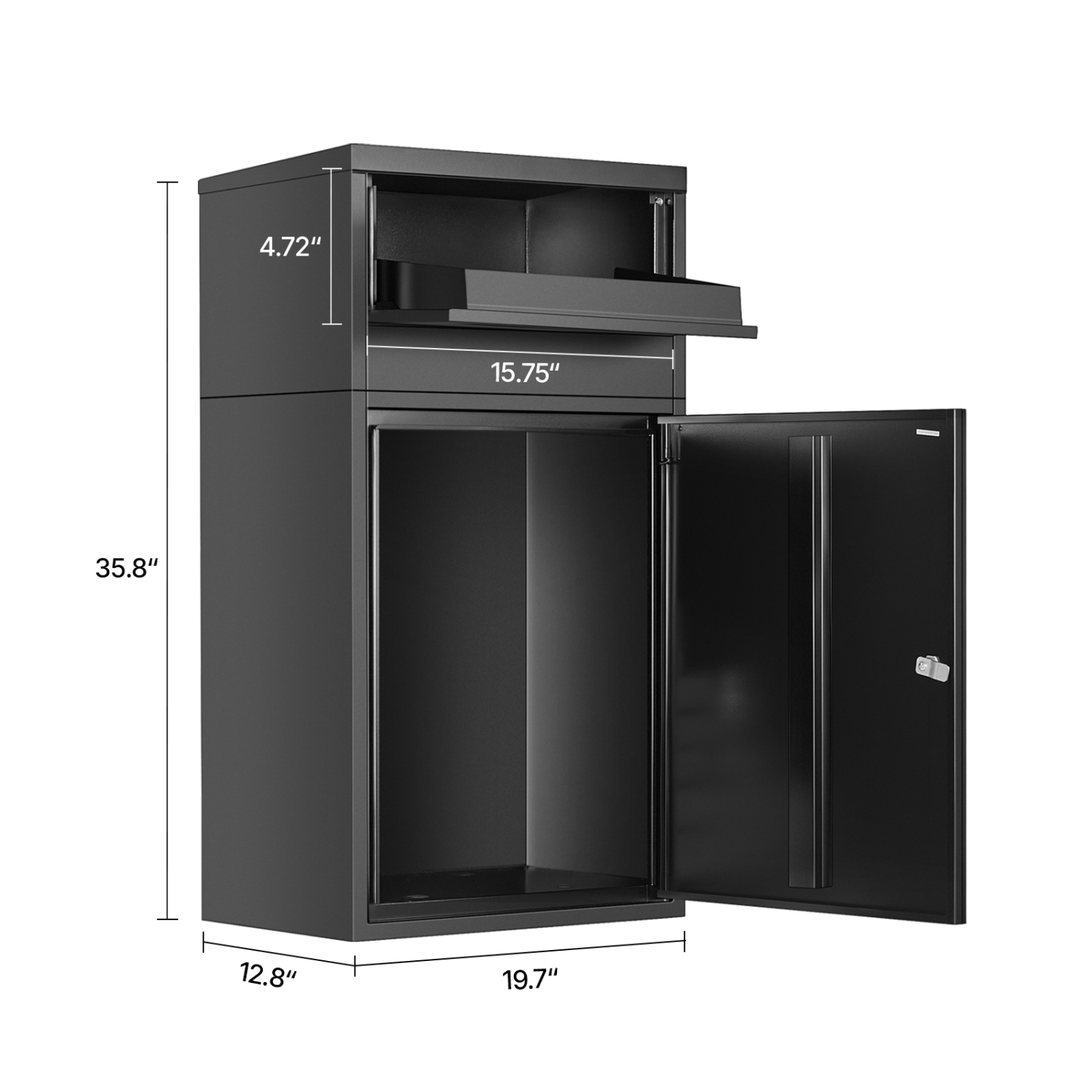 VEVOR 35.8 in Package Delivery Boxes for Outside, Mailbox for Parcel with Lock, Galvanized Steel Package Drop Box with Anti-Theft Design,