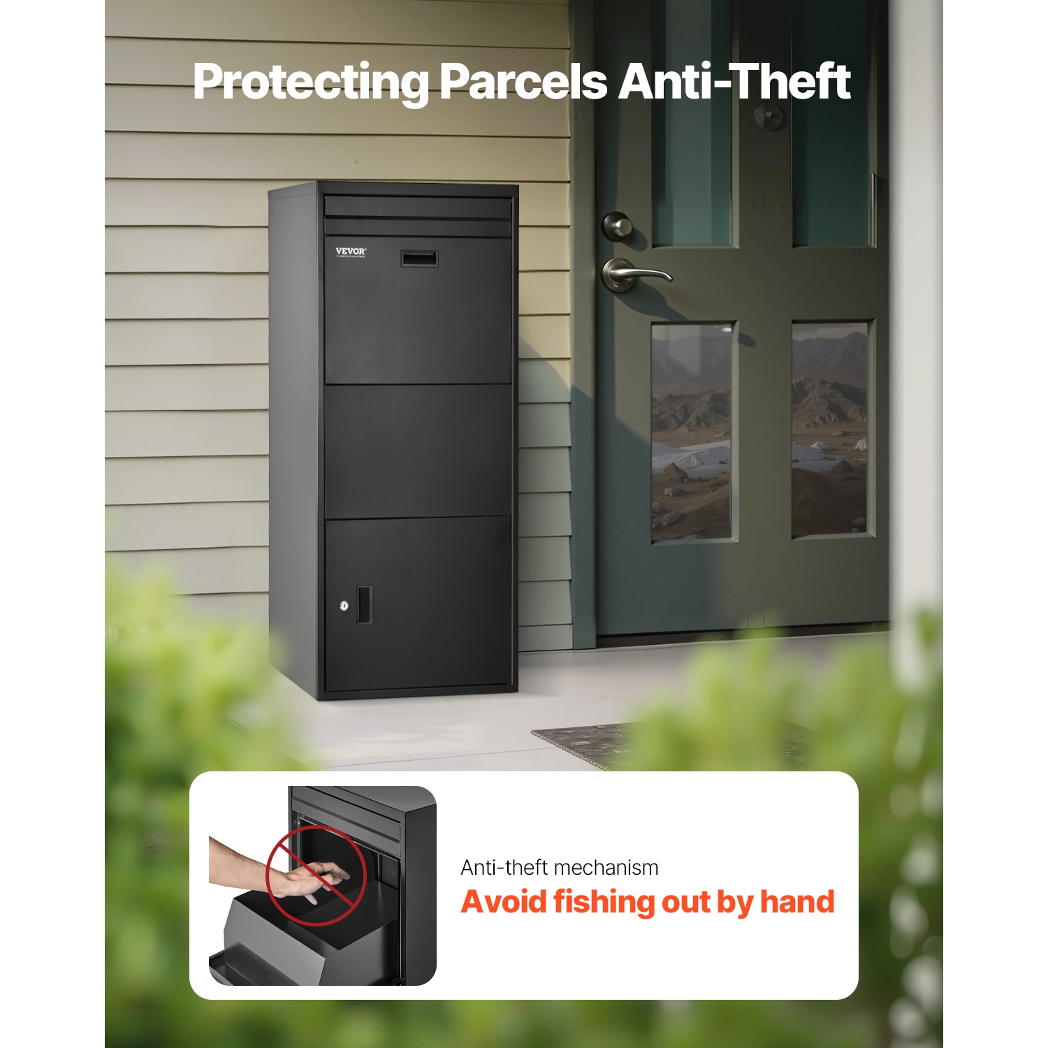 VEVOR Package Delivery Boxes, 47.2 in Mailbox for Parcel with Lock, Galvanized Steel Package Drop Box with Anti-Theft Design, Weather-Resistant