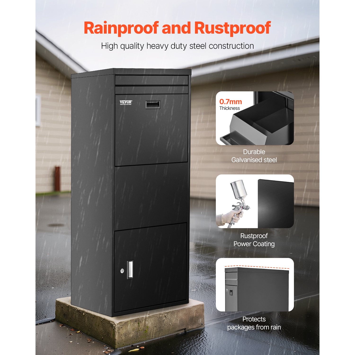 VEVOR Package Delivery Boxes, 47.2 in Mailbox for Parcel with Lock, Galvanized Steel Package Drop Box with Anti-Theft Design, Weather-Resistant