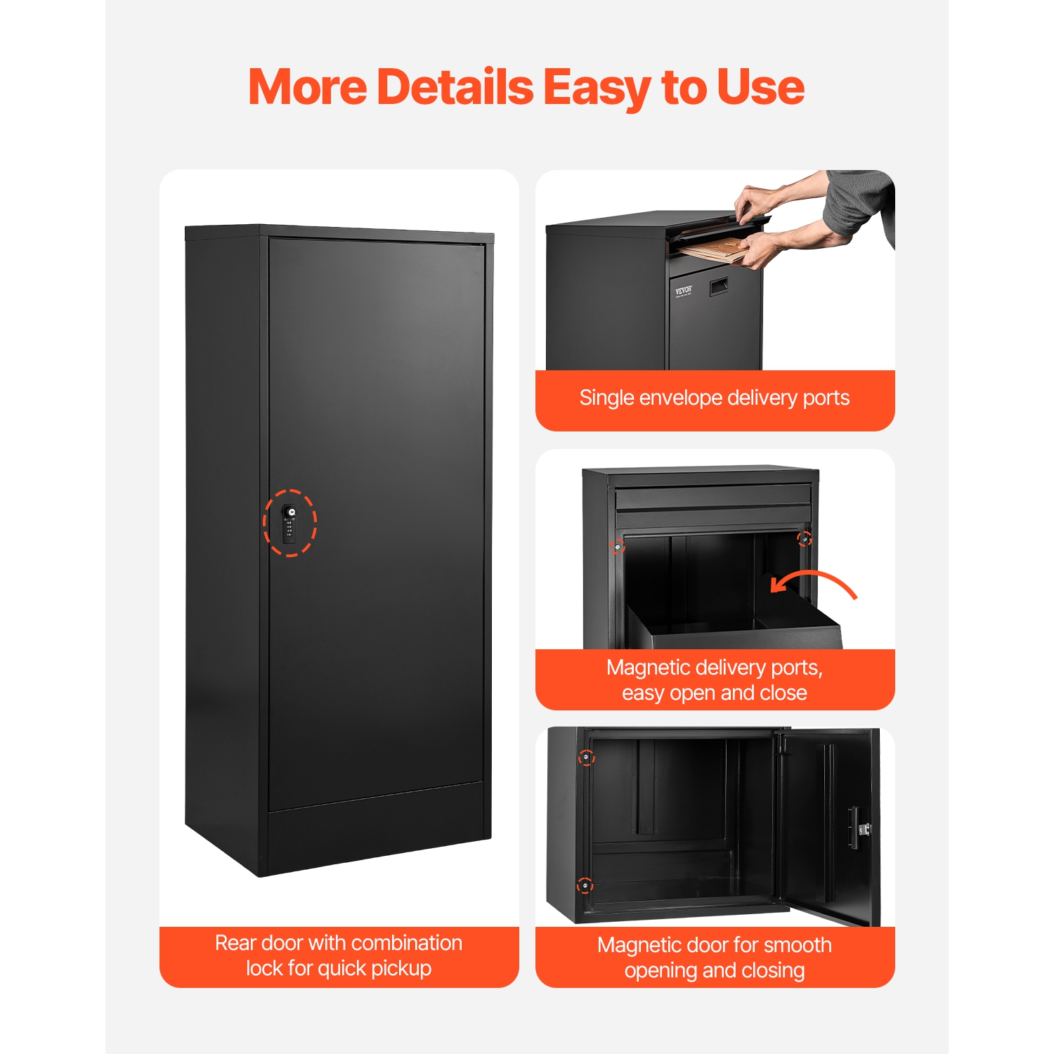 VEVOR Package Delivery Boxes, 47.2 in Mailbox for Parcel with Lock, Galvanized Steel Package Drop Box with Anti-Theft Design, Weather-Resistant