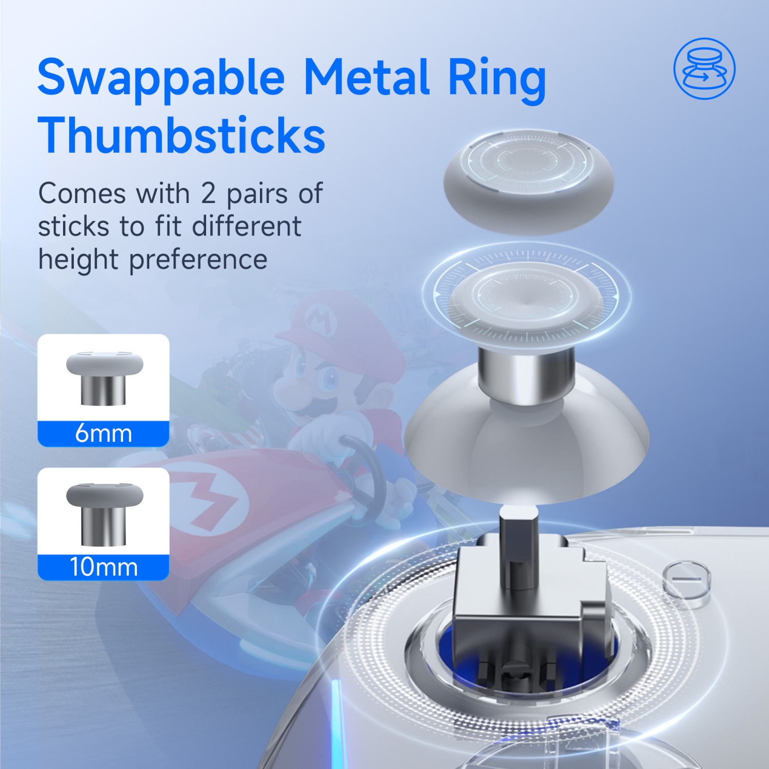 EasySMX S15 L/R Joypad Wireless RGB Controller Compatible with Nintendo Switch/OLED, 6 Axis Gyroscop, Mechanical Hall Effect