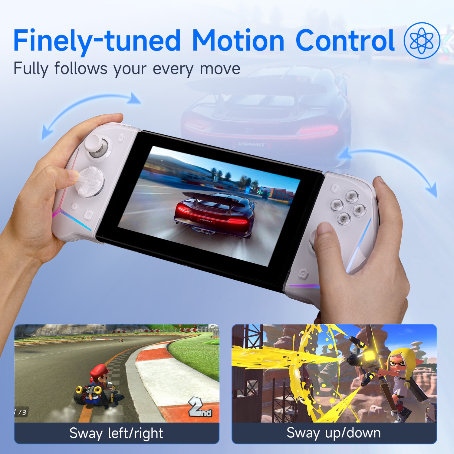 EasySMX S15 L/R Joypad Wireless RGB Controller Compatible with Nintendo Switch/OLED, 6 Axis Gyroscop, Mechanical Hall Effect