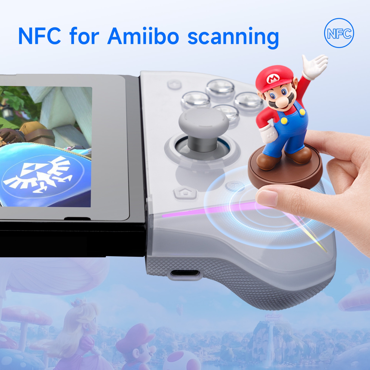 EasySMX S15 L/R Joypad Wireless RGB Controller Compatible with Nintendo Switch/OLED, 6 Axis Gyroscop, Mechanical Hall Effect