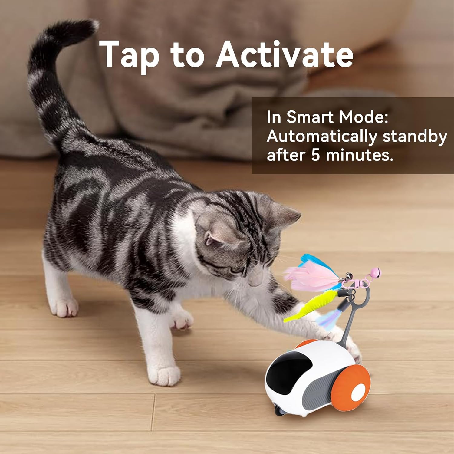 Jouet pour chat téléguidé, jouet interactif pour chats d'intérieur, jouet pour chaton automatique, 2 vitesses ​​Ajustement, recharge USB, jouet pour