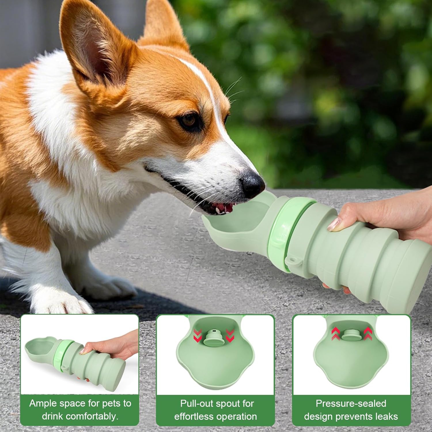 Portable Foldable Pet Water Feeder Dog Walking Water Bottle Dog Outdoor Drinking Fountain Silicone Pet Water Cup Leakproof Pet Travel Squeeze Bottle